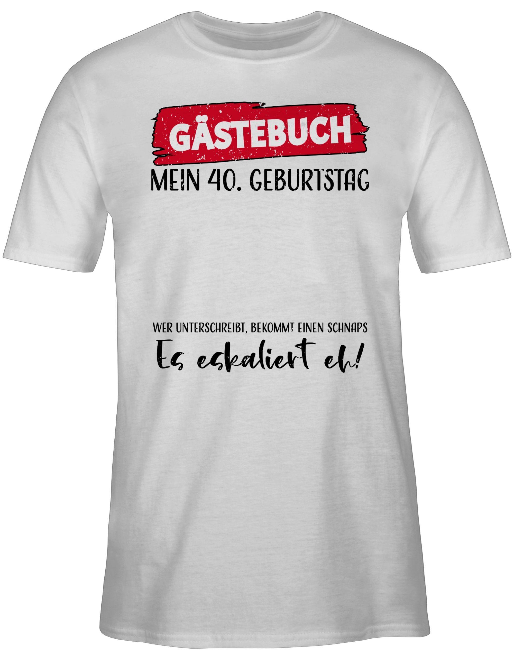40. Gästebuch Shirtracer 01 T-Shirt Geburtstag Weiß Geburtstag 40.