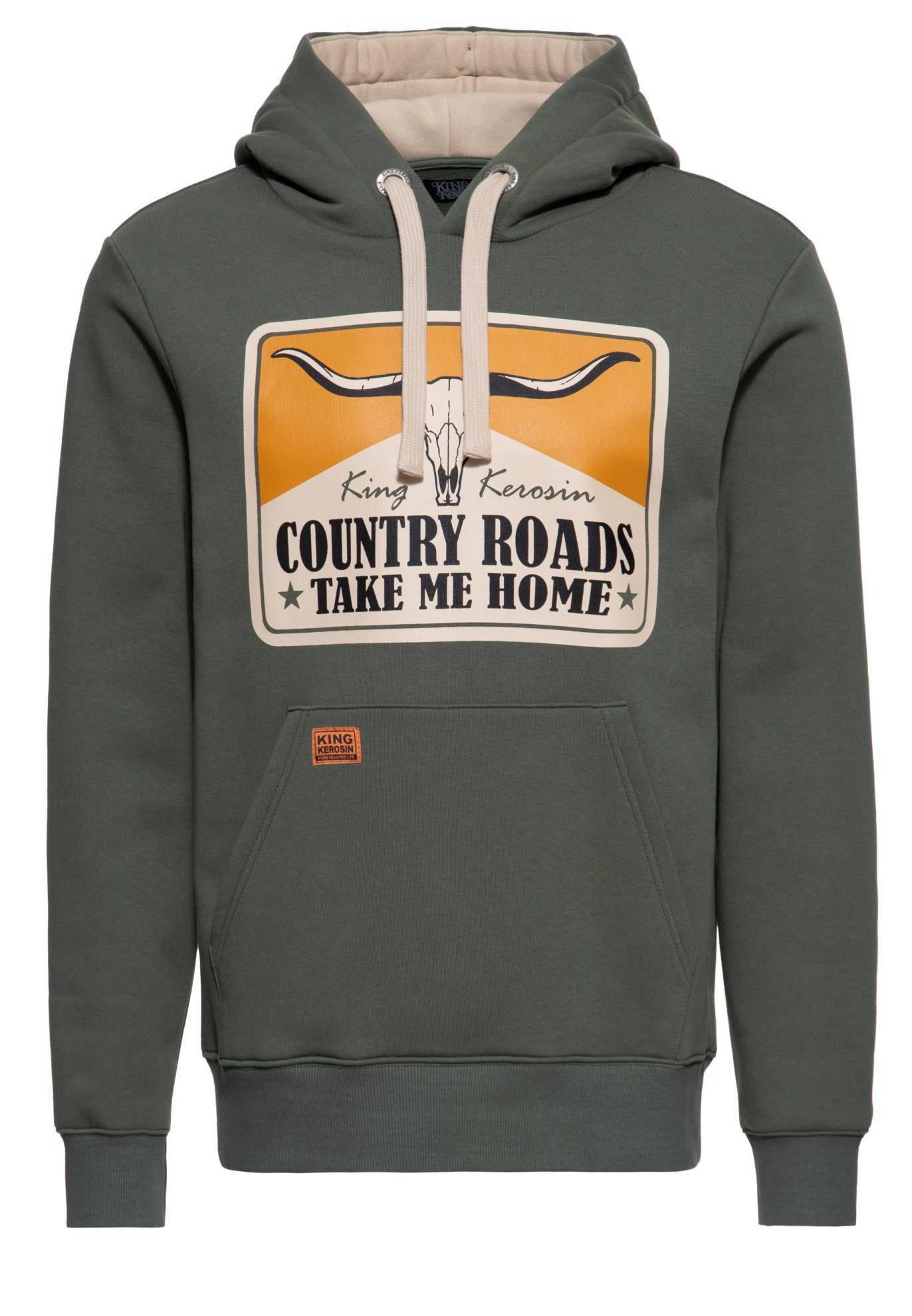 KingKerosin Kapuzenpullover Country Roads (1-tlg) mit Front-Motiv günstig online kaufen