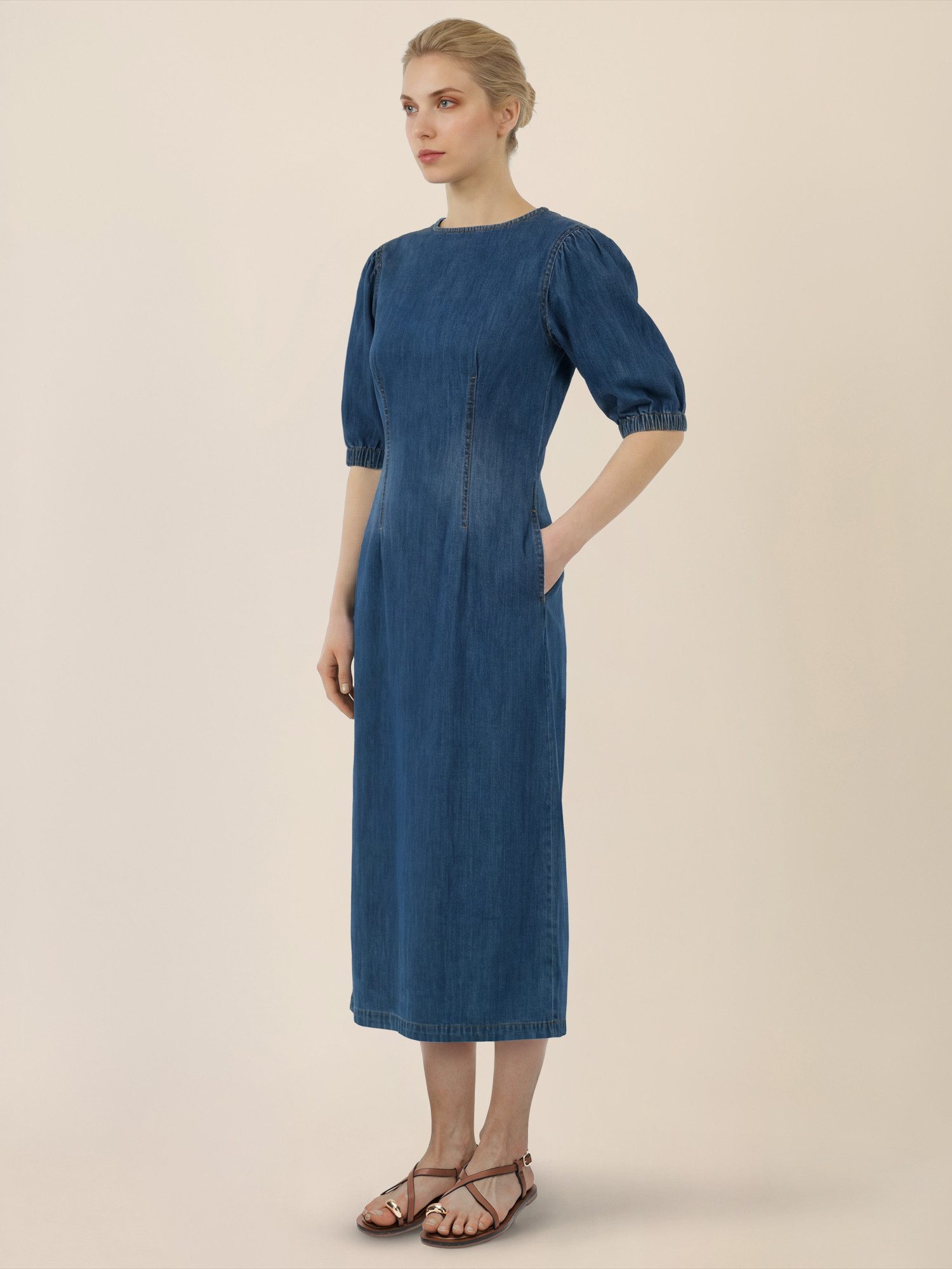 Apart Jerseykleid mit Puffärmeln