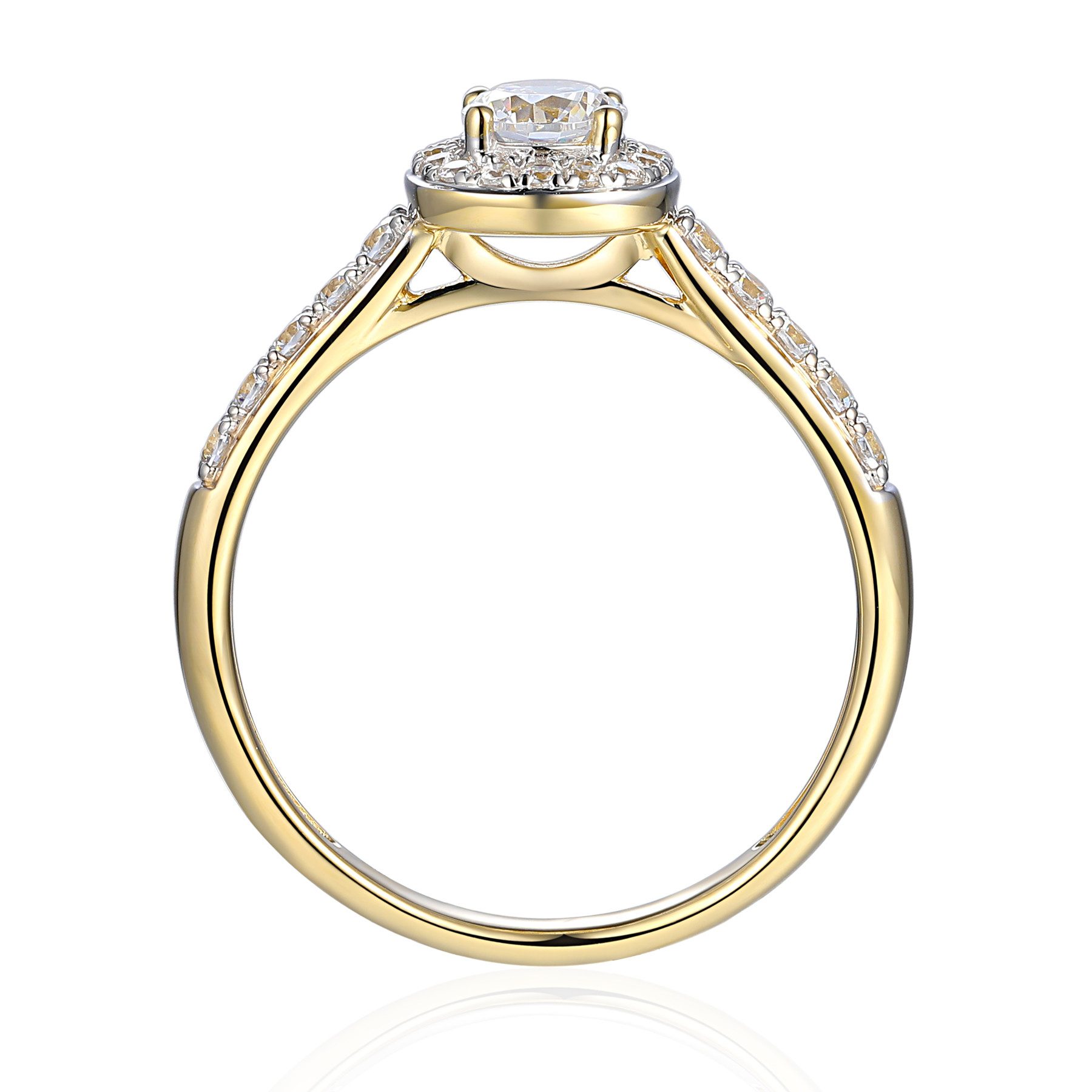 Stella-Jewellery Solitärring 585er Gelbgold Damenring Solitair mit Zirk. Gr. 54 (Ring mit Zirkonia, Zirkonia - inkl. Etui), Rundschliff