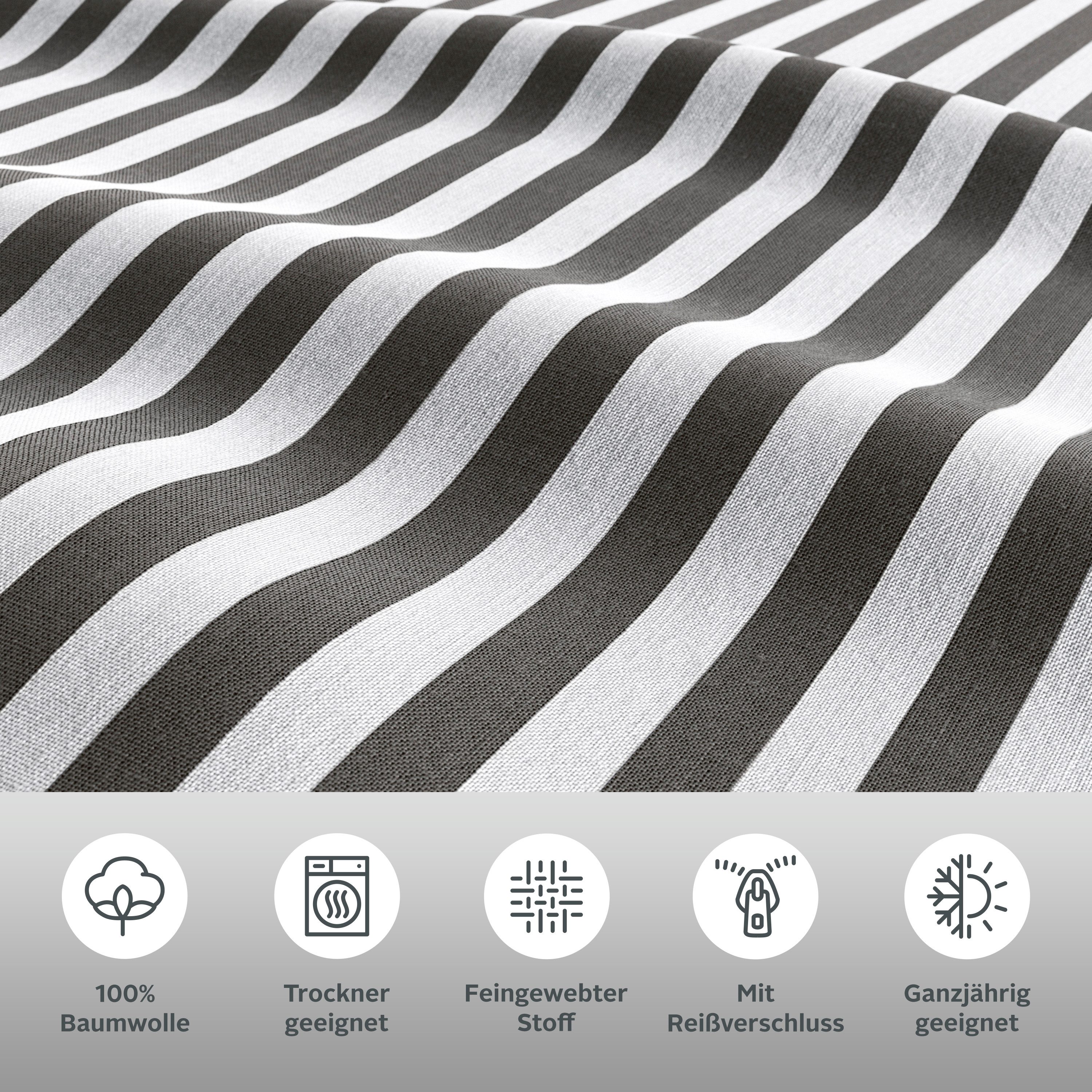 LeGer Home by Lena Gercke Bettwäsche Linnea, Renforcé, 2 teilig, aus 100% Baumwolle, Streifendesign