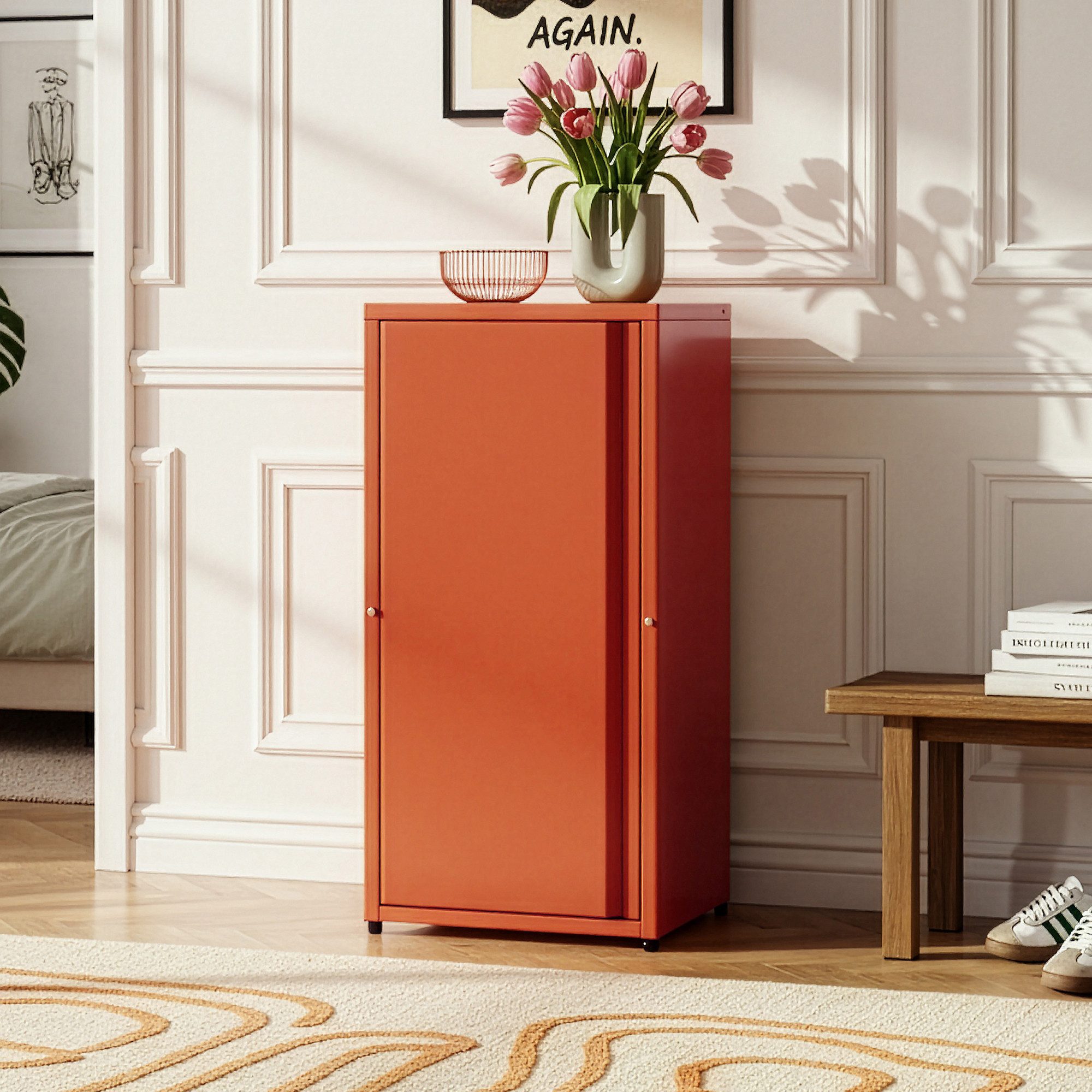 en.casa Mehrzweckschrank »Burlöv« mit 1 Tür und 2 Ablagen 88x40x35 cm Ziege günstig online kaufen