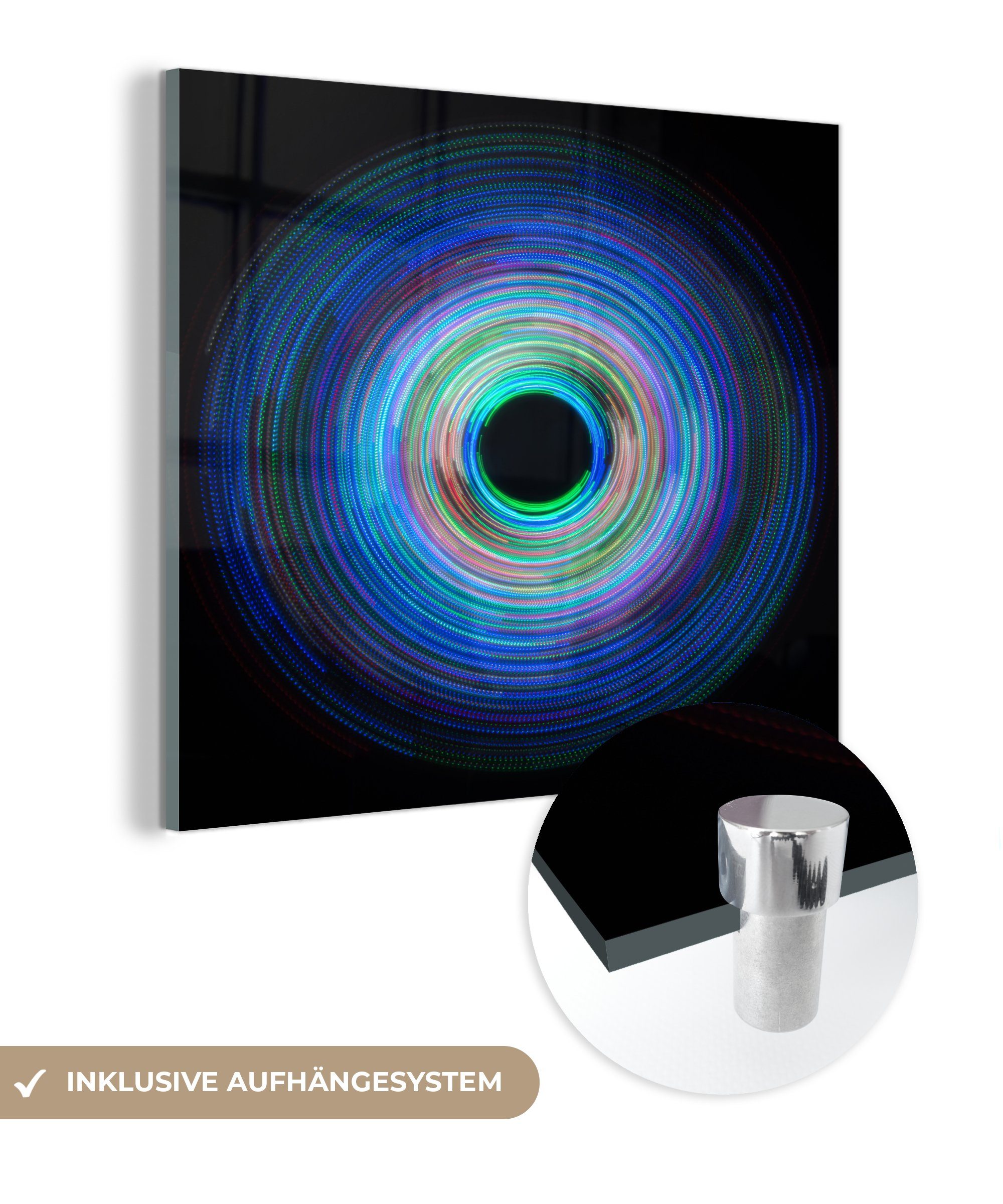 MuchoWow Acrylglasbild LED-Beleuchtung in Form eines Auges, (1 St), Glasbilder - Bilder auf Glas Wandbild - Foto auf Glas - Wanddekoration