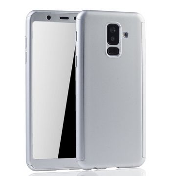 König Design Handyhülle Samsung Galaxy A6 Plus (2018), Samsung Galaxy A6 Plus (2018) Handyhülle 360 Grad Schutz Full Cover Silber
