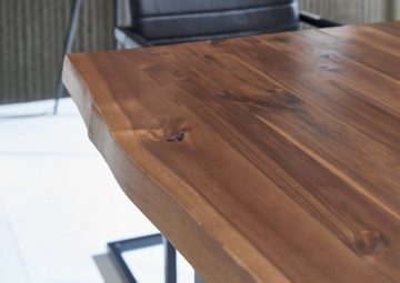 Junado® Baumkantentisch Milo, Akazie Massivholz, Stärke Tischplatte 35mm, natürliche Baumkante