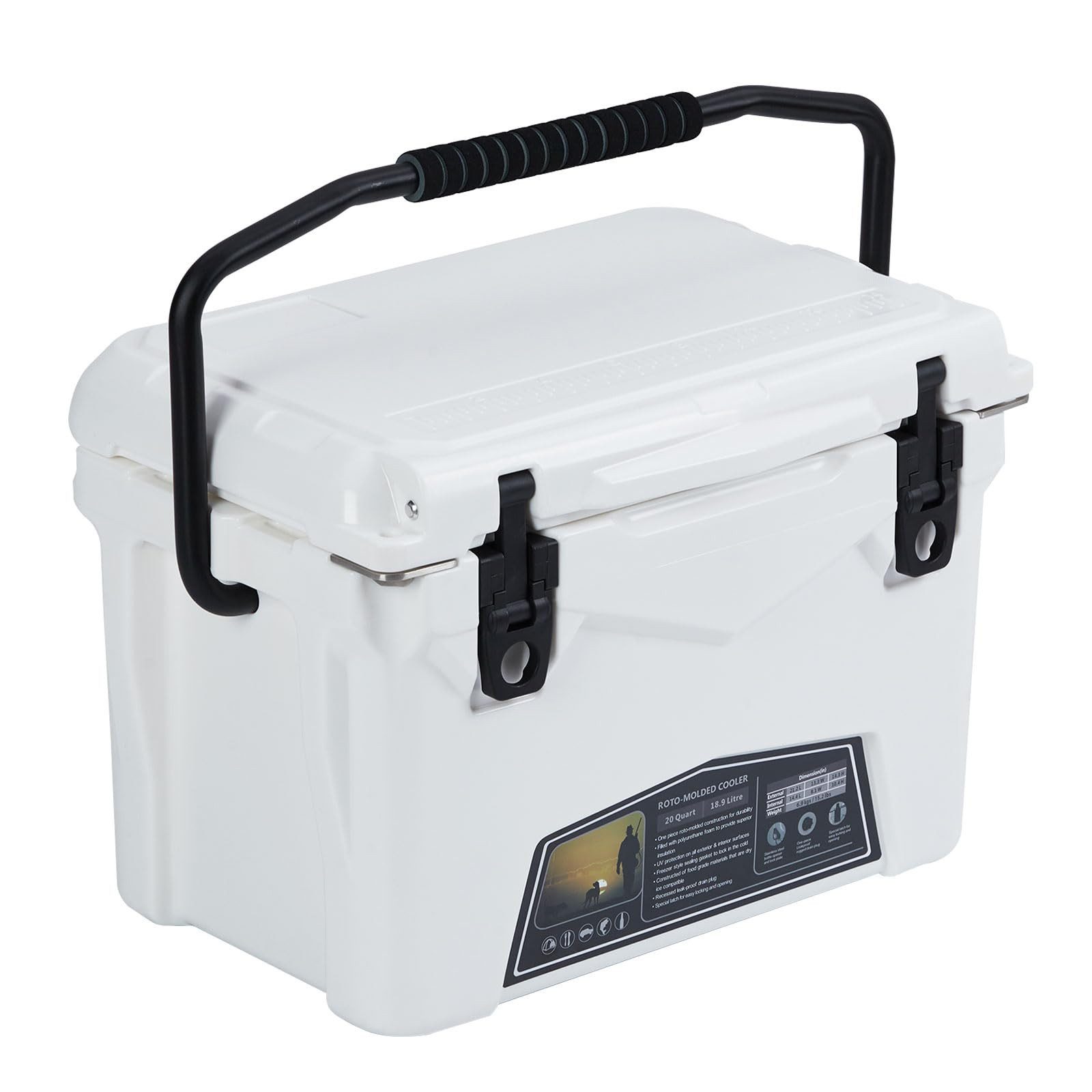 GarveeMore Thermobehälter 20L Groß Tragbare, isolierte Camping-Kühlbox Eiswürfelbehälter, PE, 54x34x36 cm, Aufbewahrungssystem, Kühlbox Eisbox Cooler Eis Thermobox