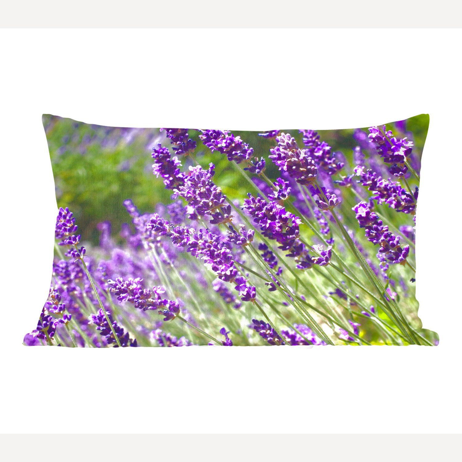 MuchoWow Dekokissen Leuchtend lila Lavendel in der Natur, Wohzimmer Dekoration, Zierkissen, Dekokissen mit Füllung, Schlafzimmer