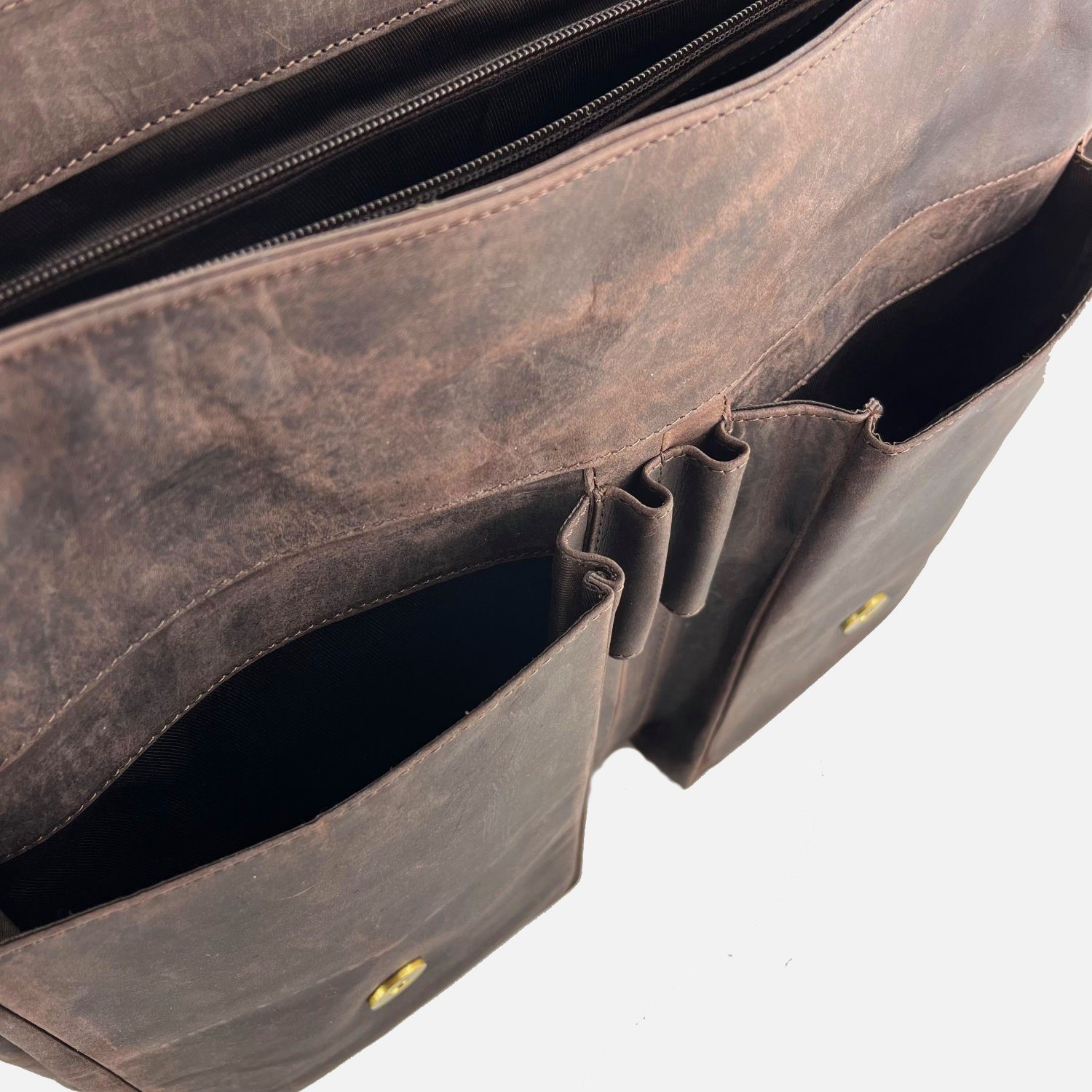 Buffalo Hill Aktentasche >2474< elegante Laptoptasche aus reinem Büffelleder, Organizer, Herren Umhängetasche in braun – Bild 4 von 5