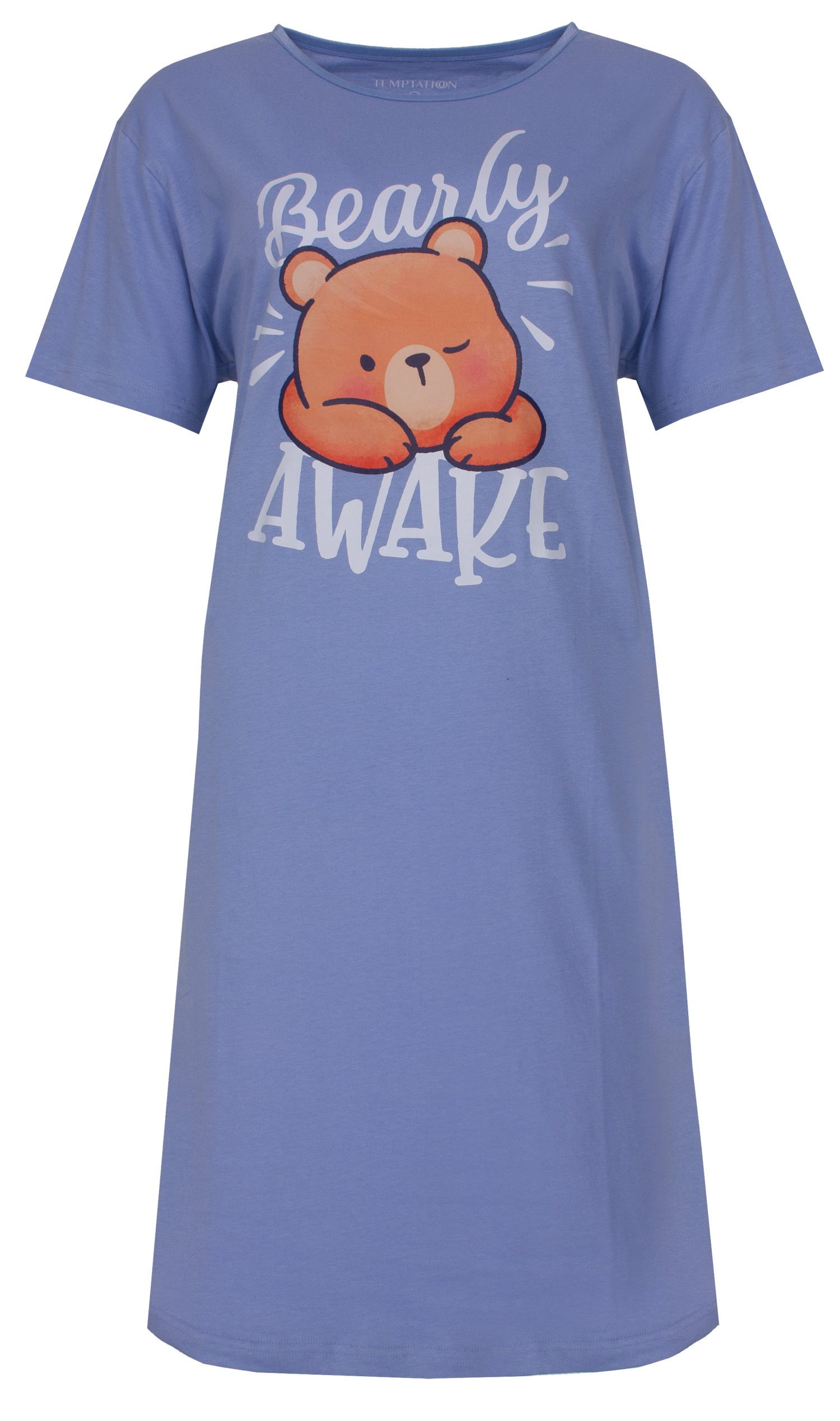 TEMPTATION Nachthemd Damen Schlafshirt mit kurzem Arm (1-tlg) Baumwolle