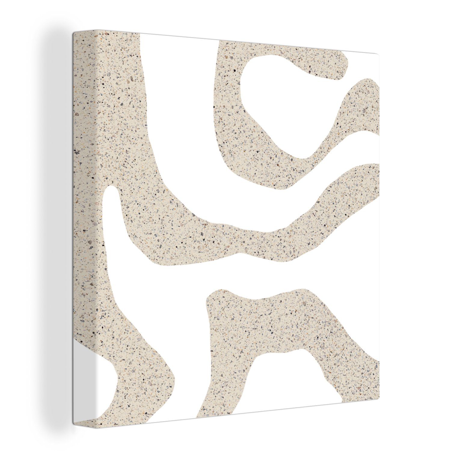 OneMillionCanvasses® Leinwandbild Abstrakt - Terrazzo - Design - Beige, (1 St), Leinwand Bilder für Wohnzimmer Schlafzimmer