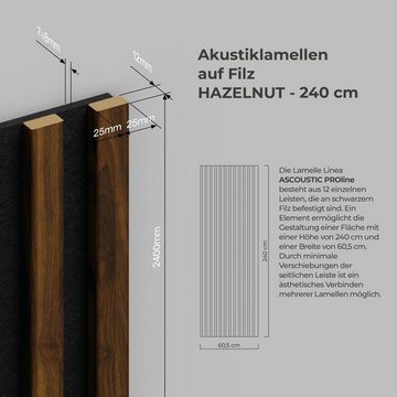 Stegu Wandpaneel Linea ACOUSTIC PROline Akustikpaneel Holz auf Filz Lamellenwand FSC, BxL: 60,00x240,00 cm, (1-tlg)