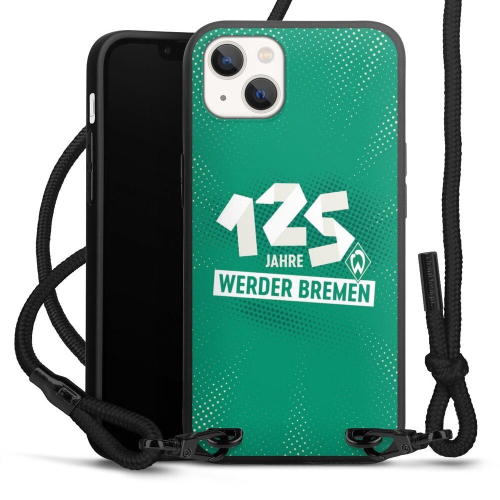 DeinDesign Handyhülle 125 Jahre Werder Bremen Offizielles Lizenzprodukt, Apple iPhone 13 Premium Handykette Hülle mit Band Case zum Umhängen