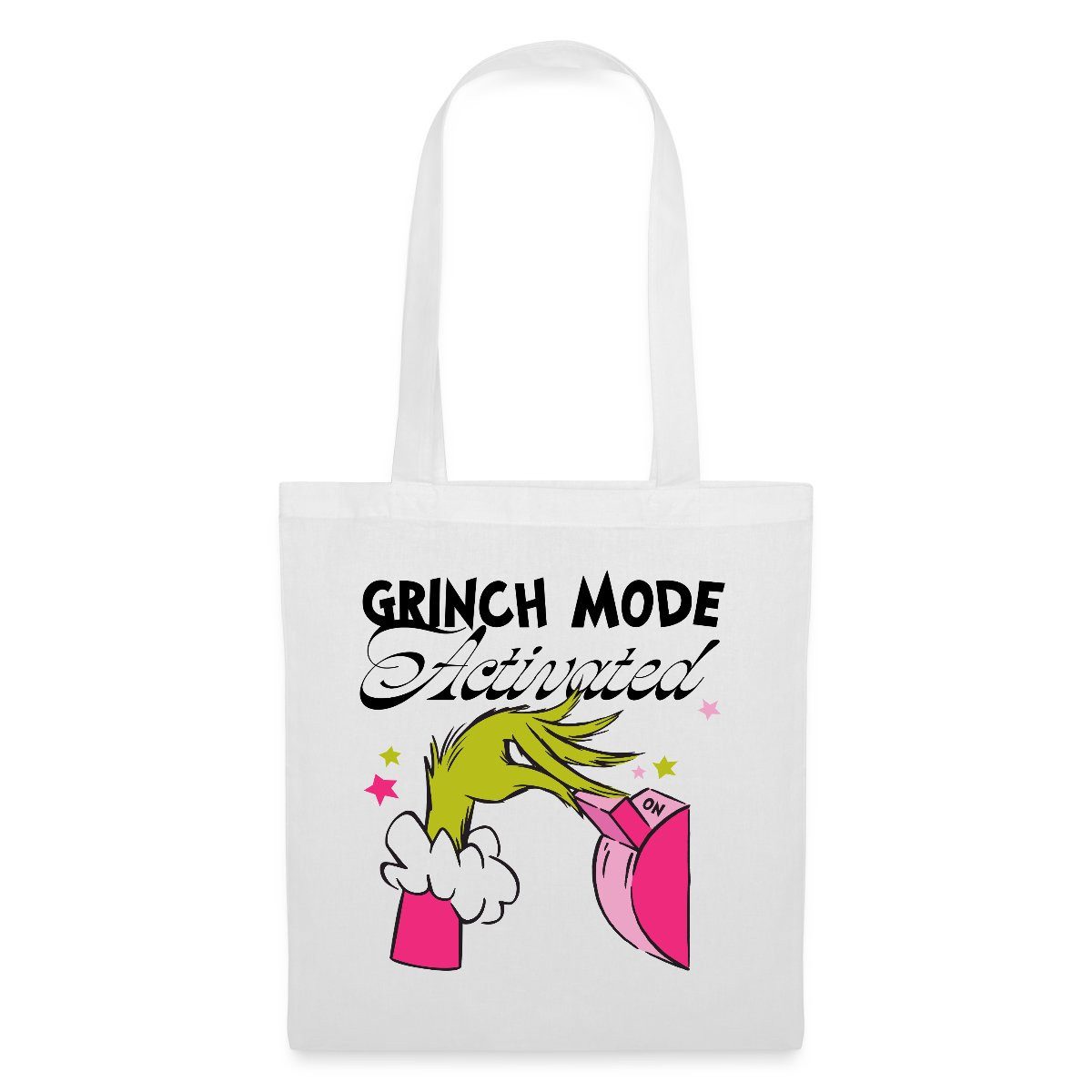Spreadshirt Henkeltasche Der Grinch Statement Grinch Mode Activated Stoffbeutel (1-tlg)