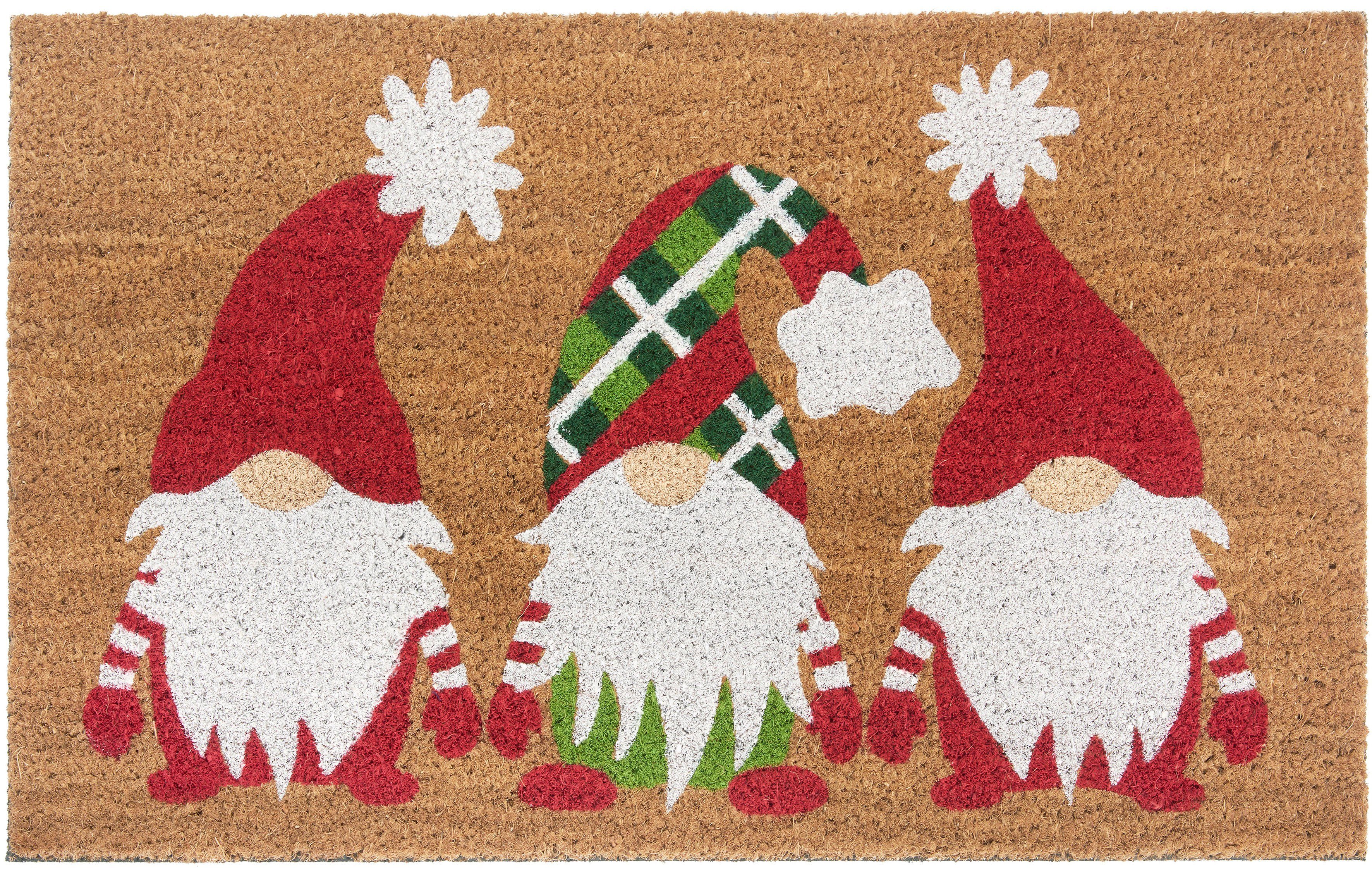 Fußmatte Mix Mats Kokos Christmas Gnomes, HANSE Home, rechteckig, Höhe: 15 mm, Weihnachten, Schmutzfangmatte, Outdoor, Rutschfest, Innen, Kokosmatte