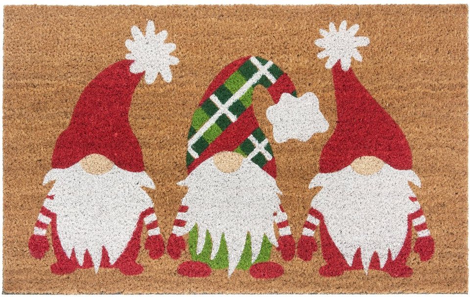 Fußmatte Mix Mats Kokos Christmas Gnomes, HANSE Home, rechteckig, Höhe: 15  mm, Weihnachten, Schmutzfangmatte, Outdoor, Rutschfest, Innen, Kokosmatte