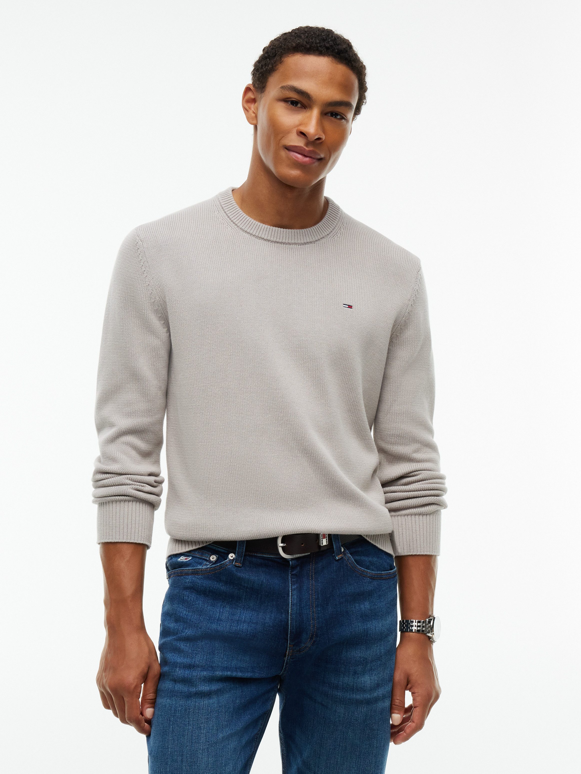 Tommy Jeans Rundhalspullover Slim fit mit Rundhalsausschnitt
