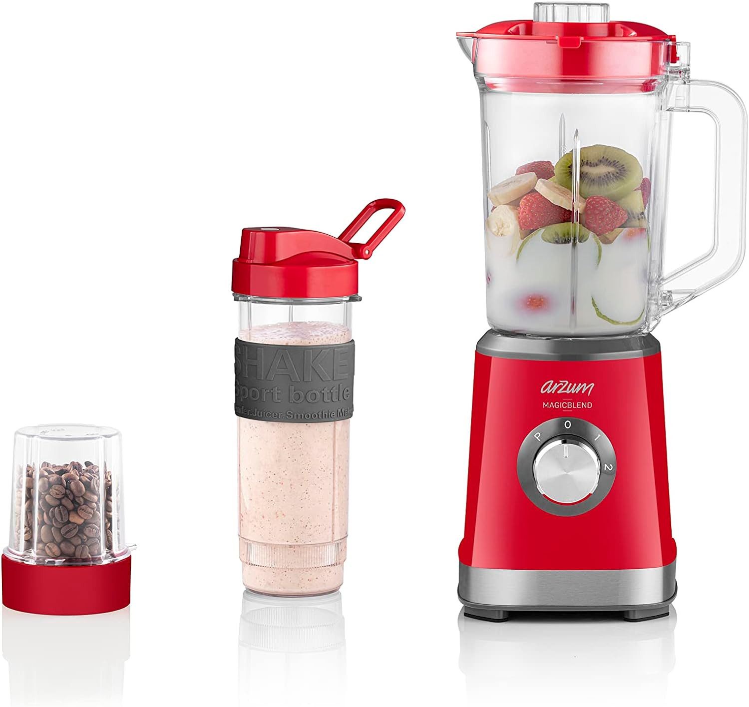 Arzum Handmixer AR1159 Shake'N Take Personal Blender, Edelstahl 1200 ml Flasche 500W