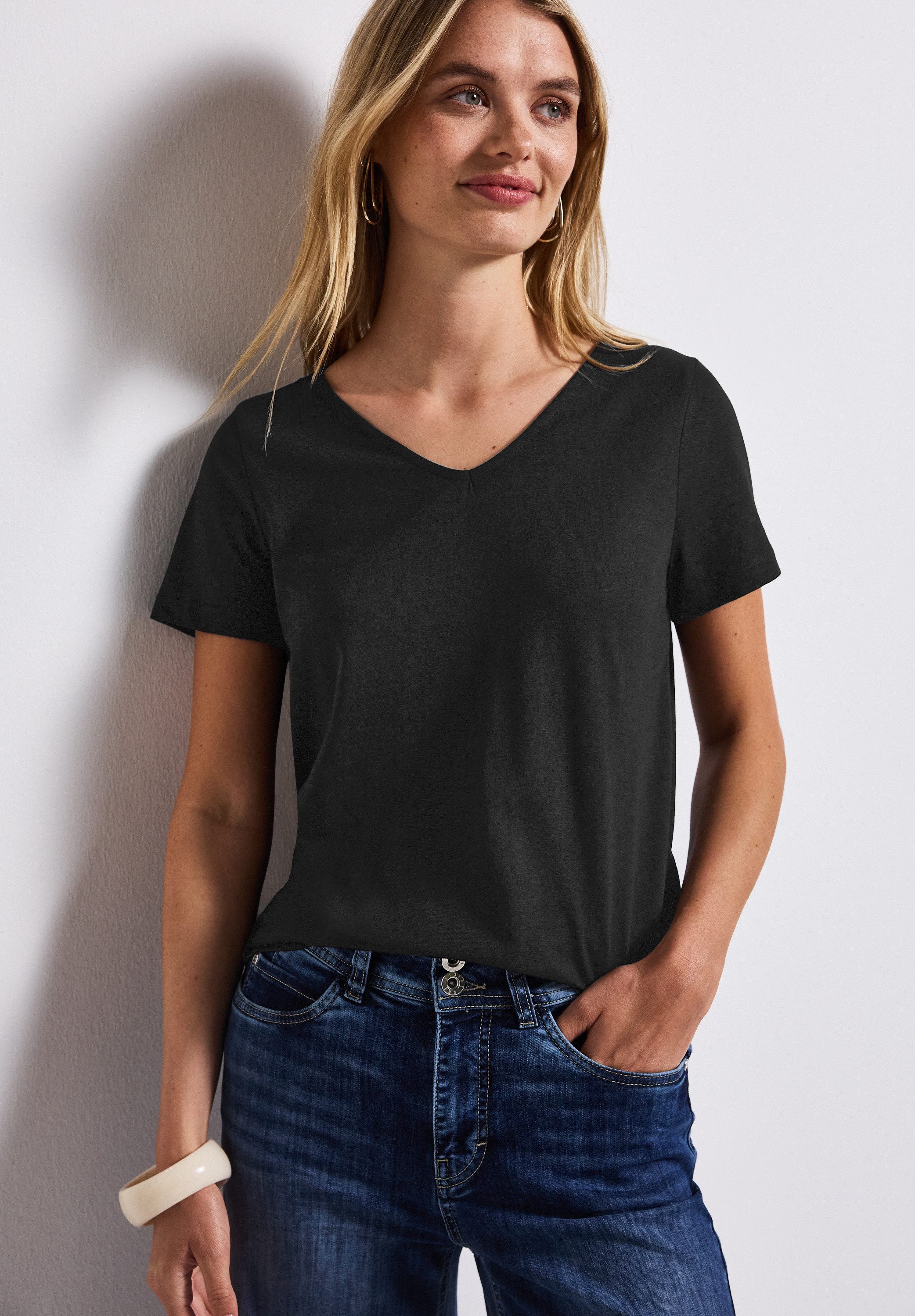 STREET ONE T-Shirt mit V-Ausschnitt