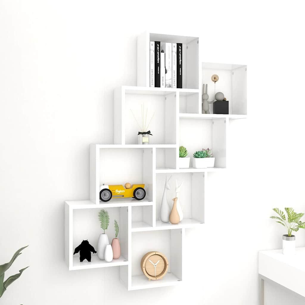 furnicato Wandregal Würfel-90 x 15 x 119 cm Weiß, 1-tlg., Stabiles Bücherregal mit offenen Fächern aus Holzwerkstoff für Wand