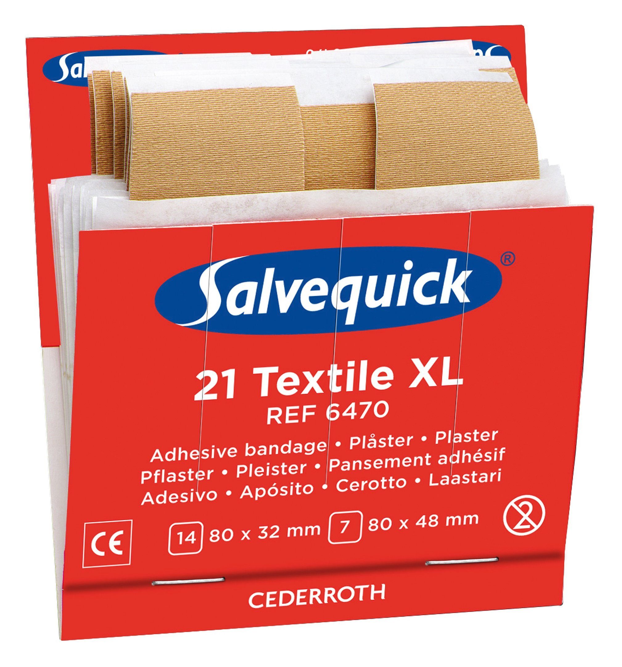 Salvequick® Erste-Hilfe-Set, Nachfülleinsätze 6 x 21 Pflaster Textil extra groß