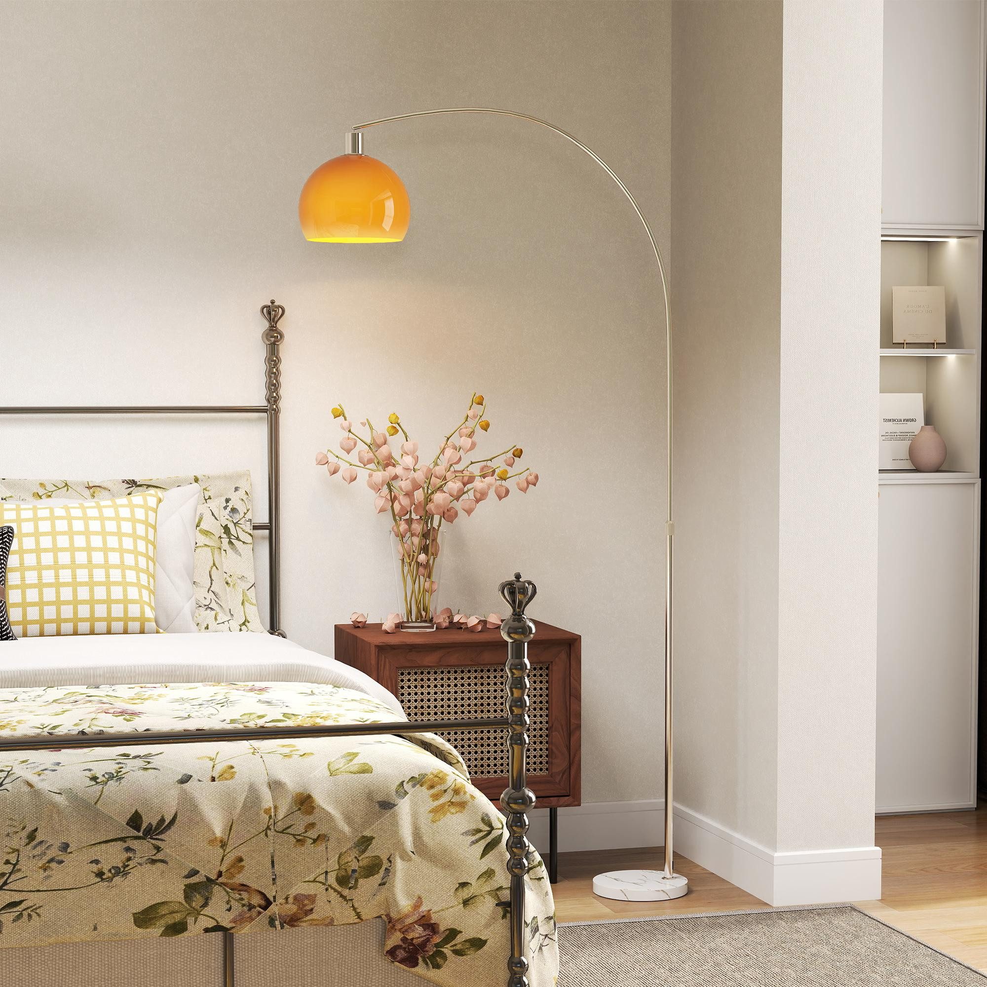 HOMCOM Stehlampe mit Marmorsockel, Lampenschirm, Fußschalter, E27 Fassung, günstig online kaufen