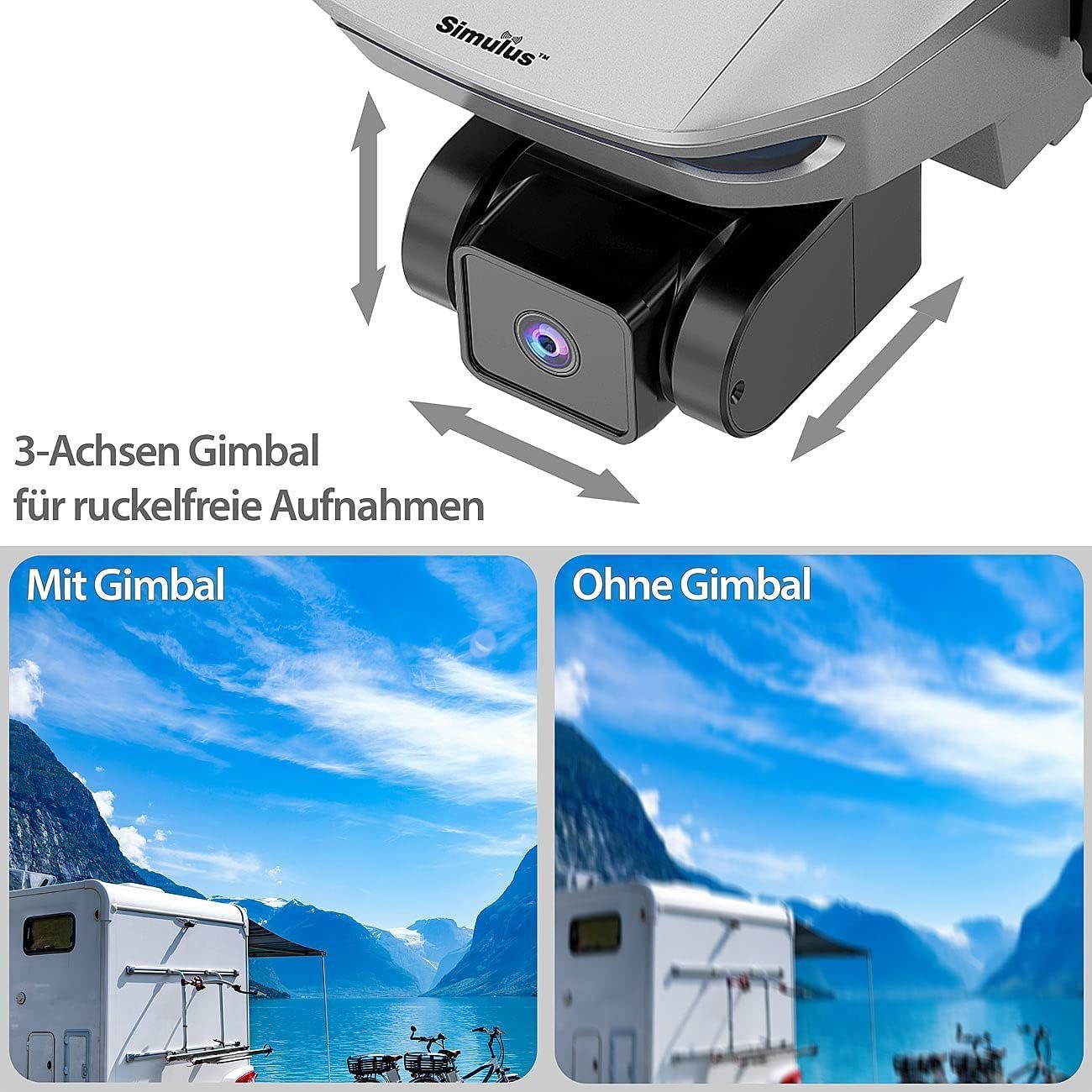 Simulus Drohne (4K, Faltbare GPS-Drohne, -Abstandssensor, 4K-Cam Drone Brushless-Motor)