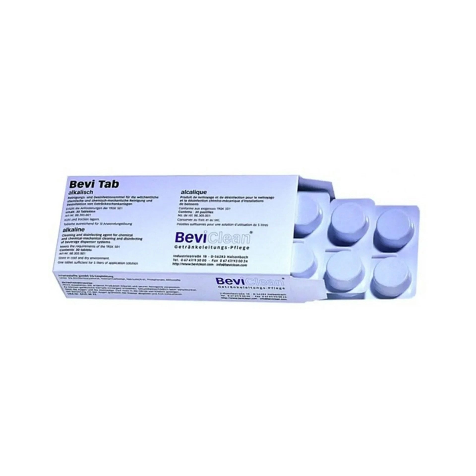 Bevi Clean GmbH Bevi Tabs, Alkalische Reinigungstabletten für Getränkeleitungen, Pre Reinigungstabletten