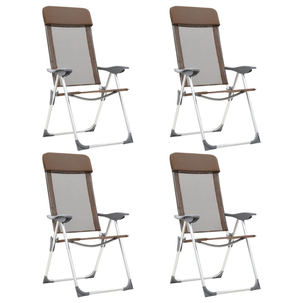 vidaXL Campingstuhl Klappbare Campingstühle 4 Stk. Aluminium Braun (4 St)