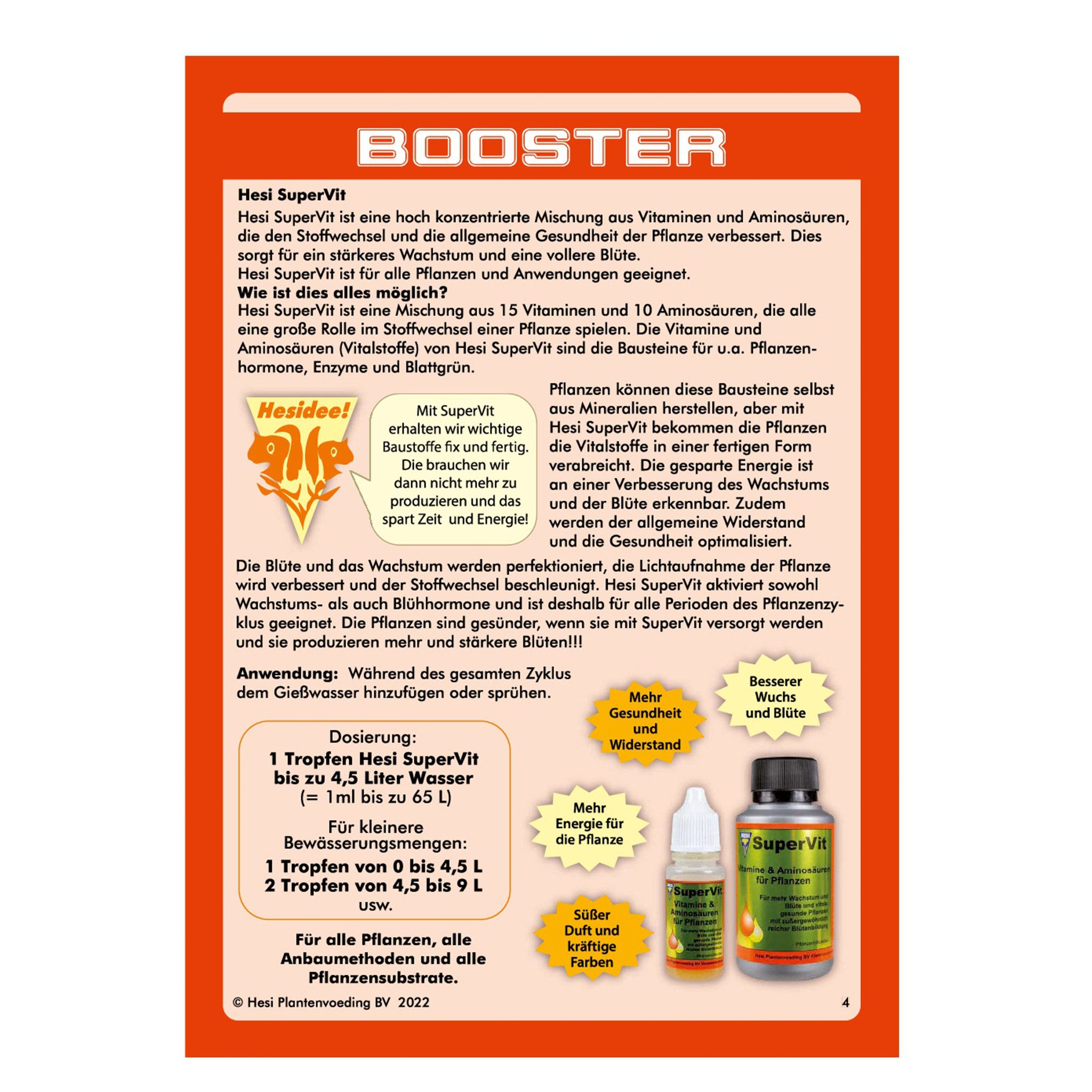 HESI Pflanzendünger 10 ml HESI SuperVit Vitamintropfen Grow Booster Blütenpracht, 10 ml