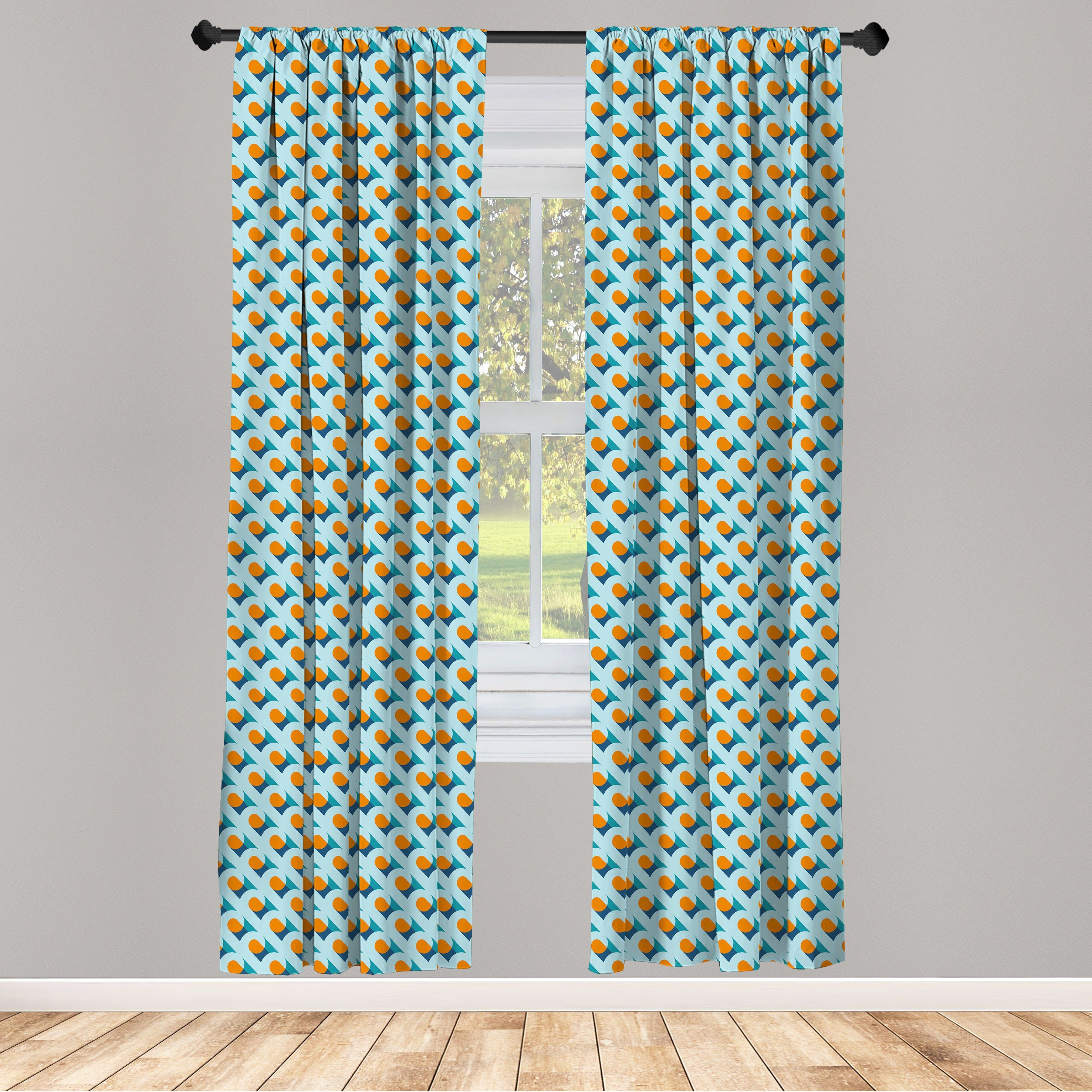 Gardine Vorhang für Wohnzimmer Schlafzimmer Dekor, Abakuhaus, Microfaser, Orange Blue Diagonal Symmetrie Motiv