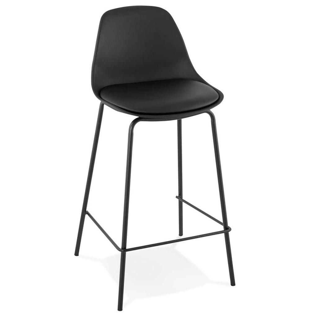 Barhocker Kunstleder-Sitzhocker, Metallbeine, Kunststoff-Lehne, Industriestil