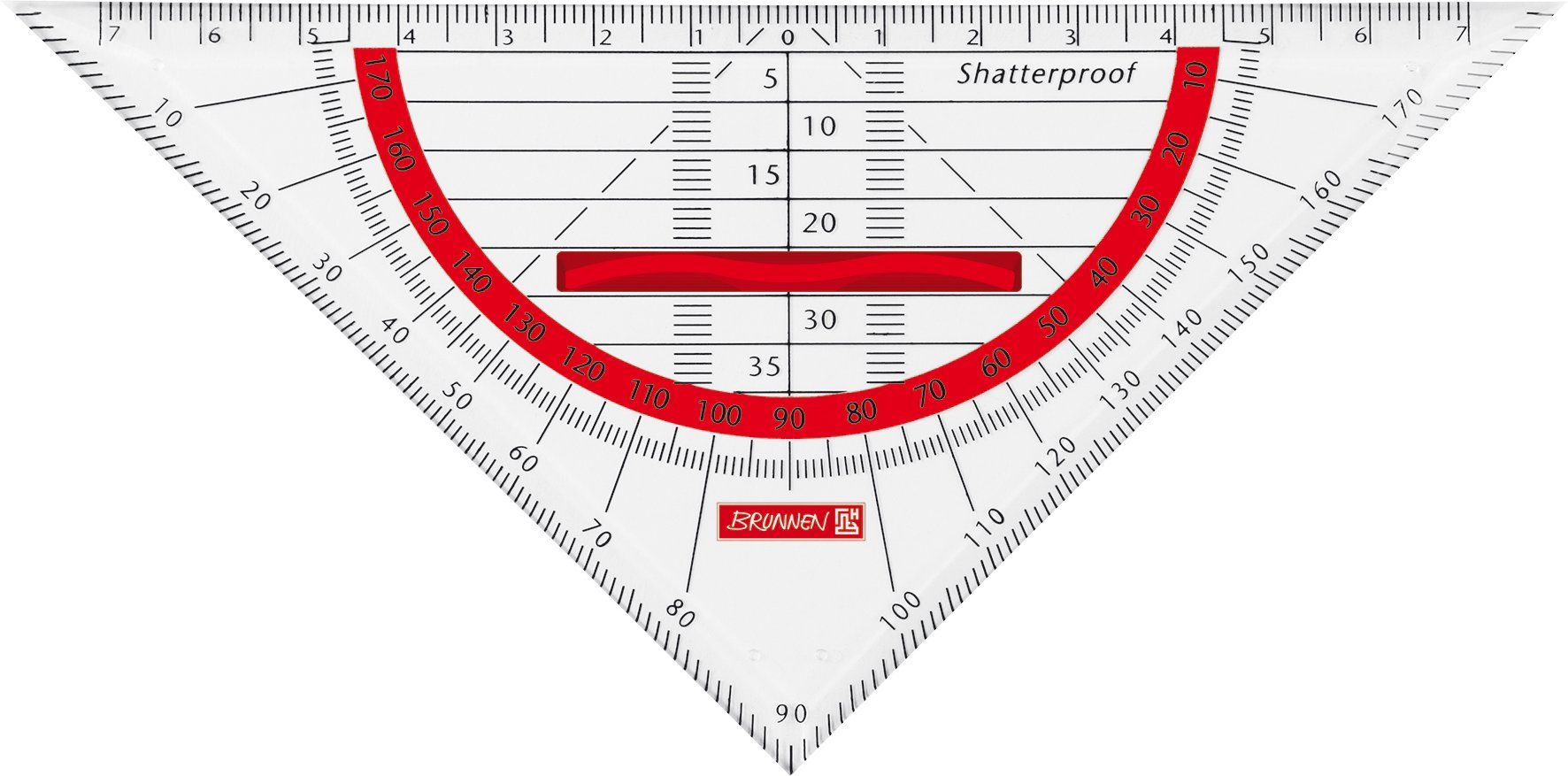 BRUNNEN Zeichenschablone BRUNNEN 104975923 Geometrie-Dreieck bruchsicher Colour Code, red