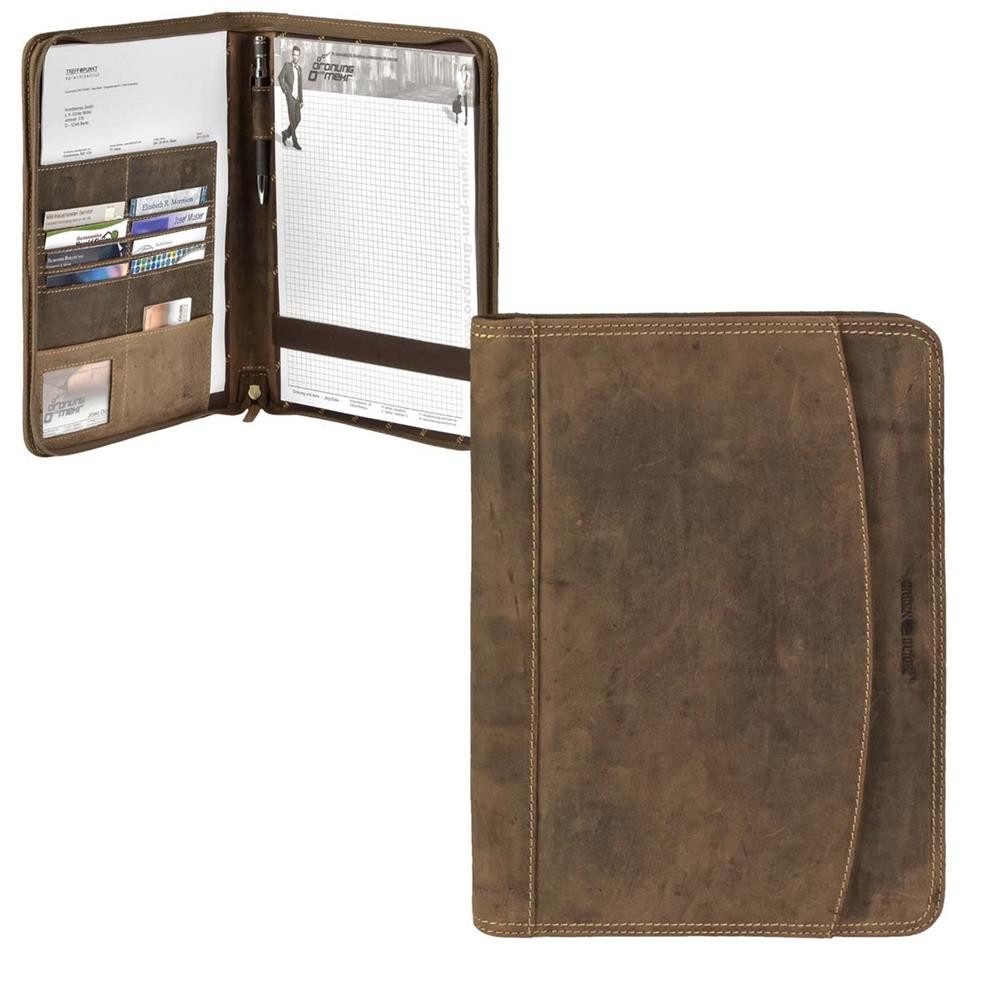 Schreibmappe "Vintage" Leder antikbraun Konferenzmappe 26x33x2,5cm