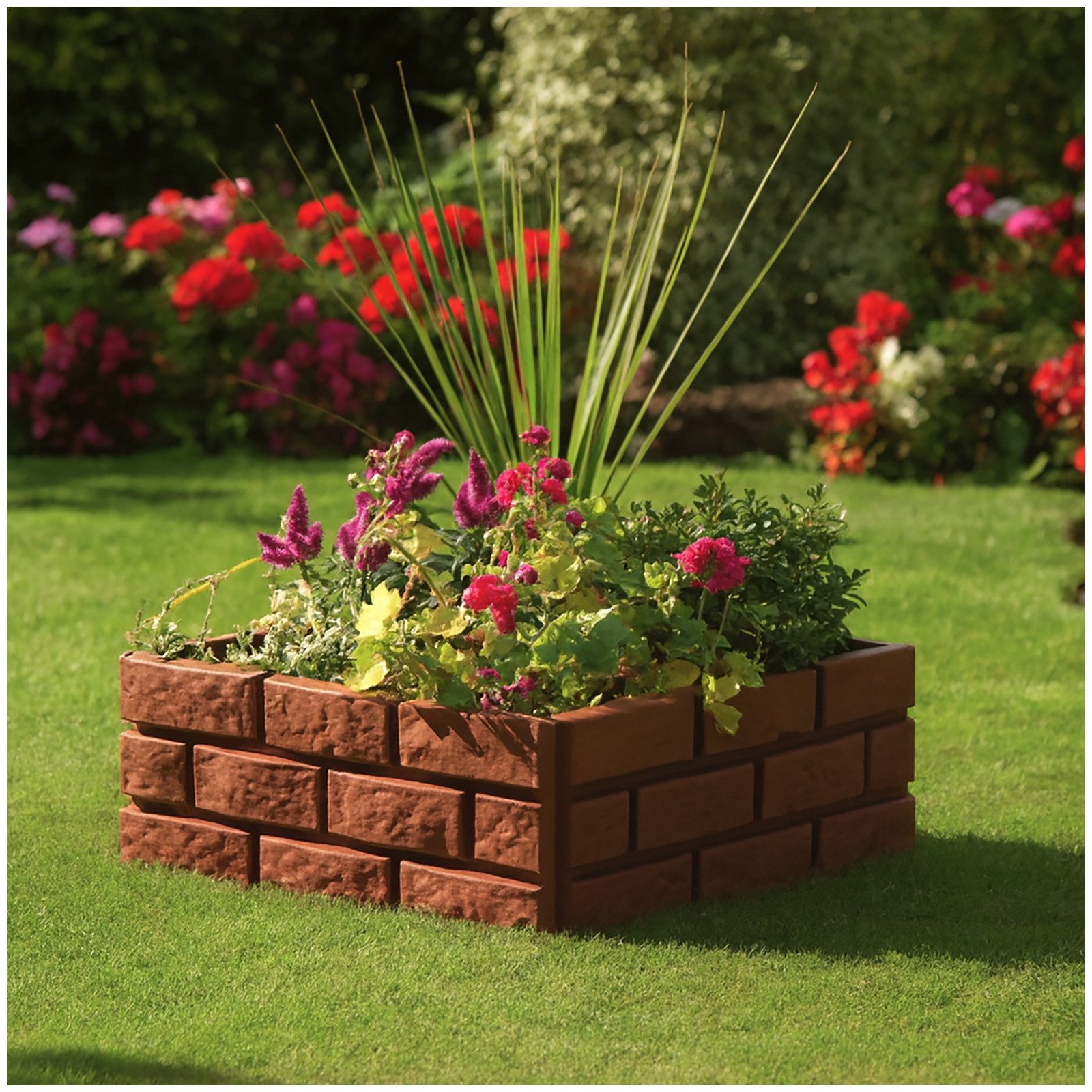 HTI-Living Beetumrandung Beetumrandung 4er Set Kunststoff Steinoptik, LxH: 45x29 cm, Set, 4 Module, Beetbegrenzung Beetumrandung