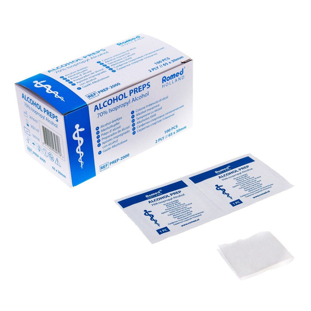 Romed Wundpflaster Alkoholtupfer, 65 x 30 mm, 2-lagig (100 St)