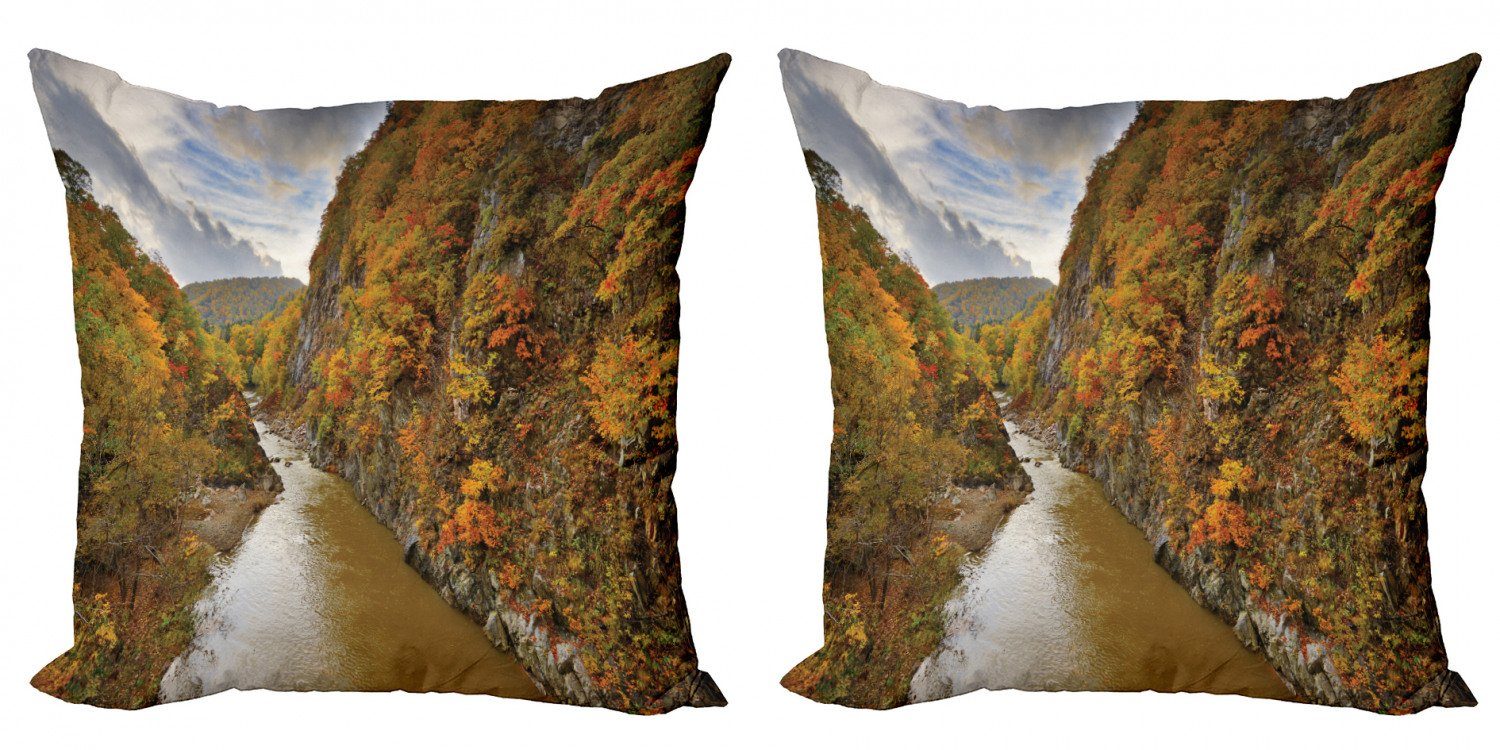 Kissenbezüge Modern Accent Doppelseitiger Digitaldruck, Abakuhaus (2 Stück), Nature Scene Fluss Herbstfarben