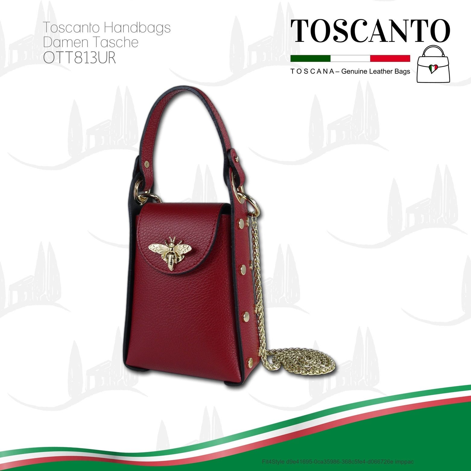 Toscanto Umhängetasche Toscanto Damen Umhängetasche Leder Tasche (Umhängetasche), Damen Umhängetasche Leder, rot, Größe ca. 13cm