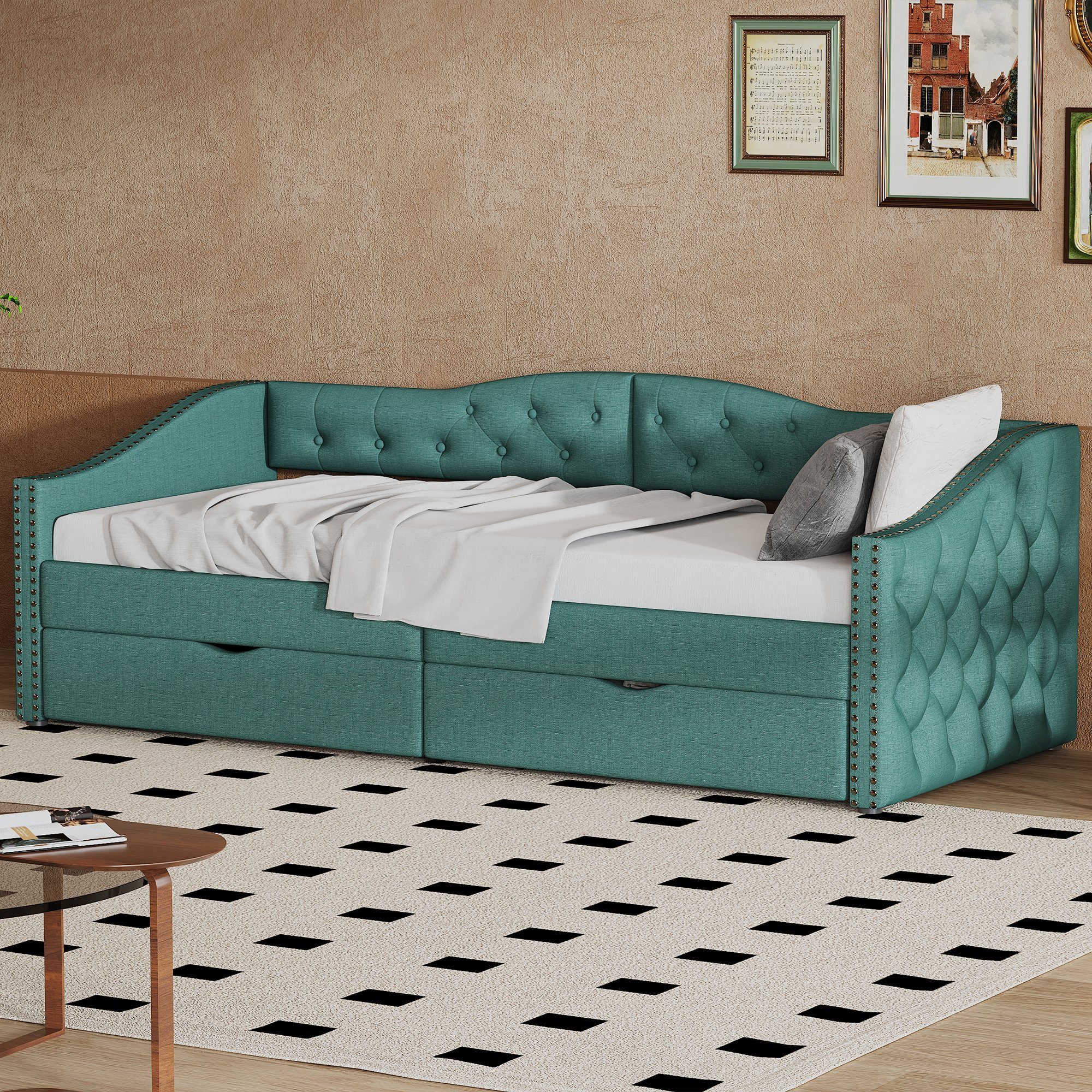 Flieks Daybett, Leinen Schlafsofa Tagesbett 90x200cm günstig online kaufen