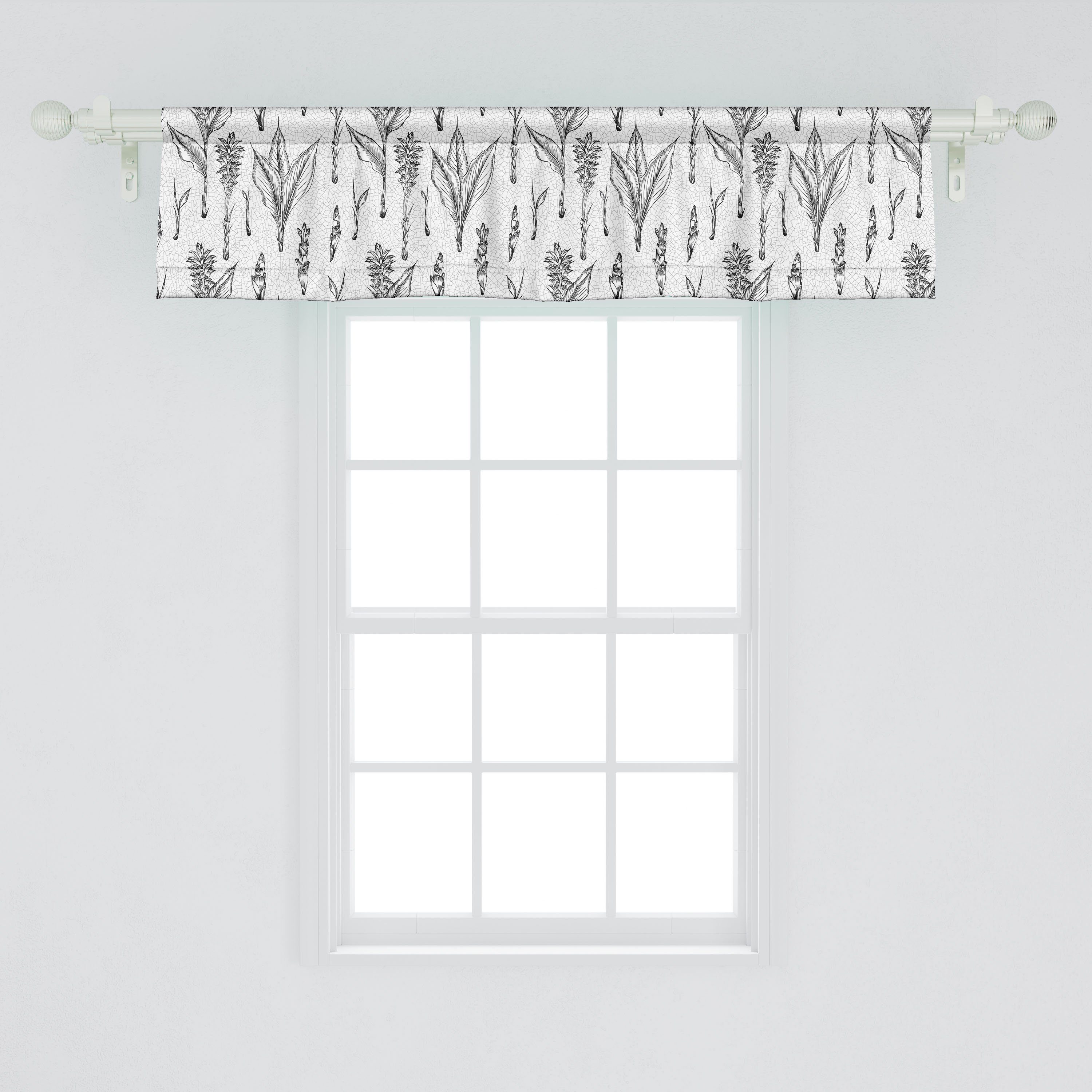 Scheibengardine Vorhang Volant für Microfaser, Küche Stangentasche, Skizzieren von mit Kunstwerk Schlafzimmer Kurkuma Dekor Abakuhaus, Pflanzen