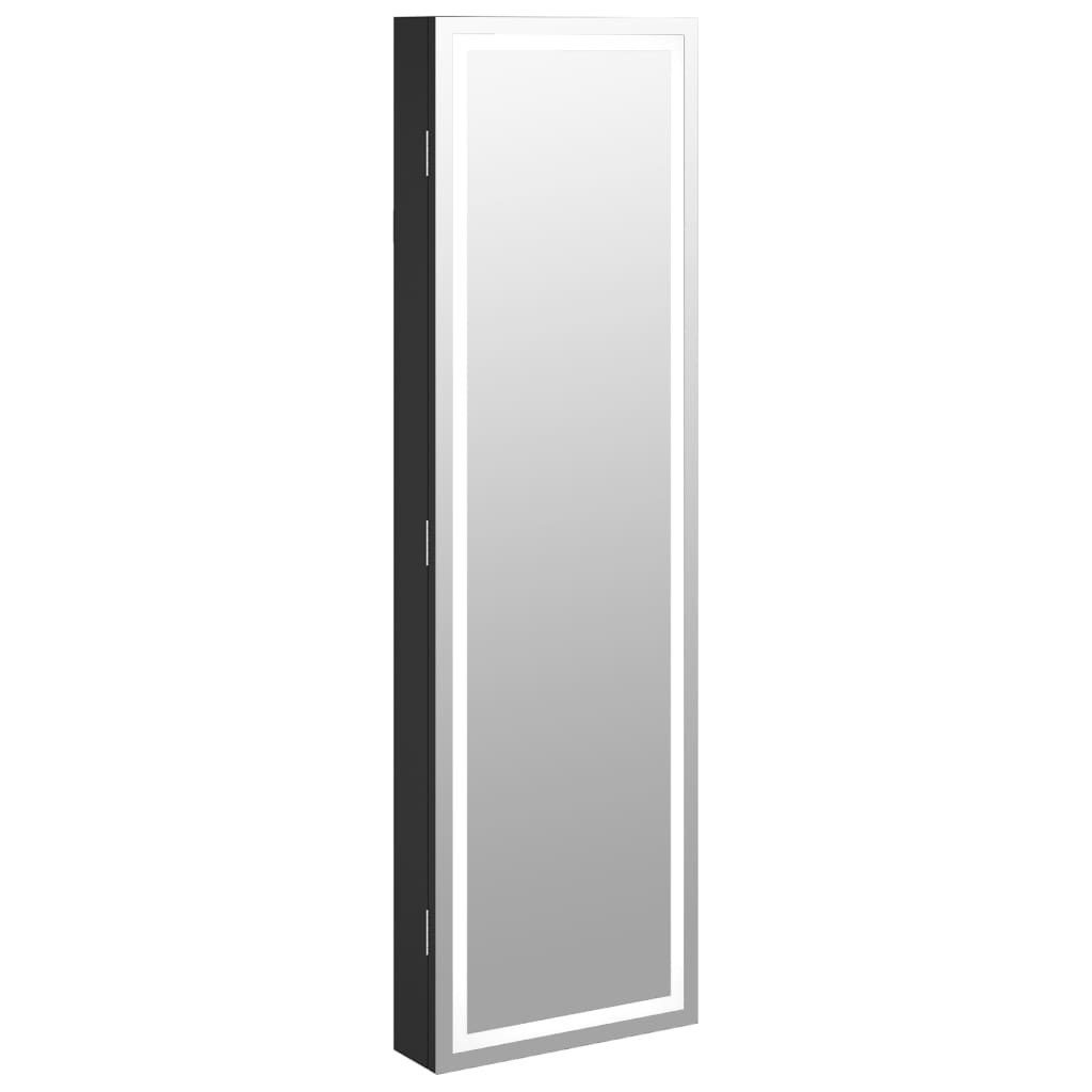 Spiegel Spiegel-Schmuckschrank mit LED-Beleuchtung Wandmontage Schwarz