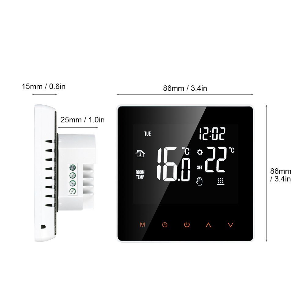 Temperaturregler 16A Touchscreen, LCD-Display Raumthermostat programmierbar, Welikera