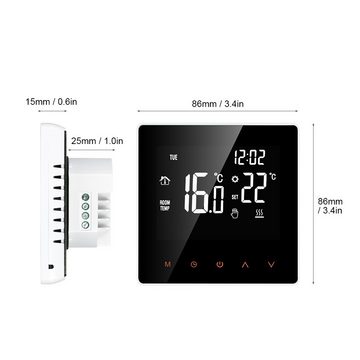 Welikera Raumthermostat Temperaturregler LCD-Display Touchscreen, programmierbar, 16A