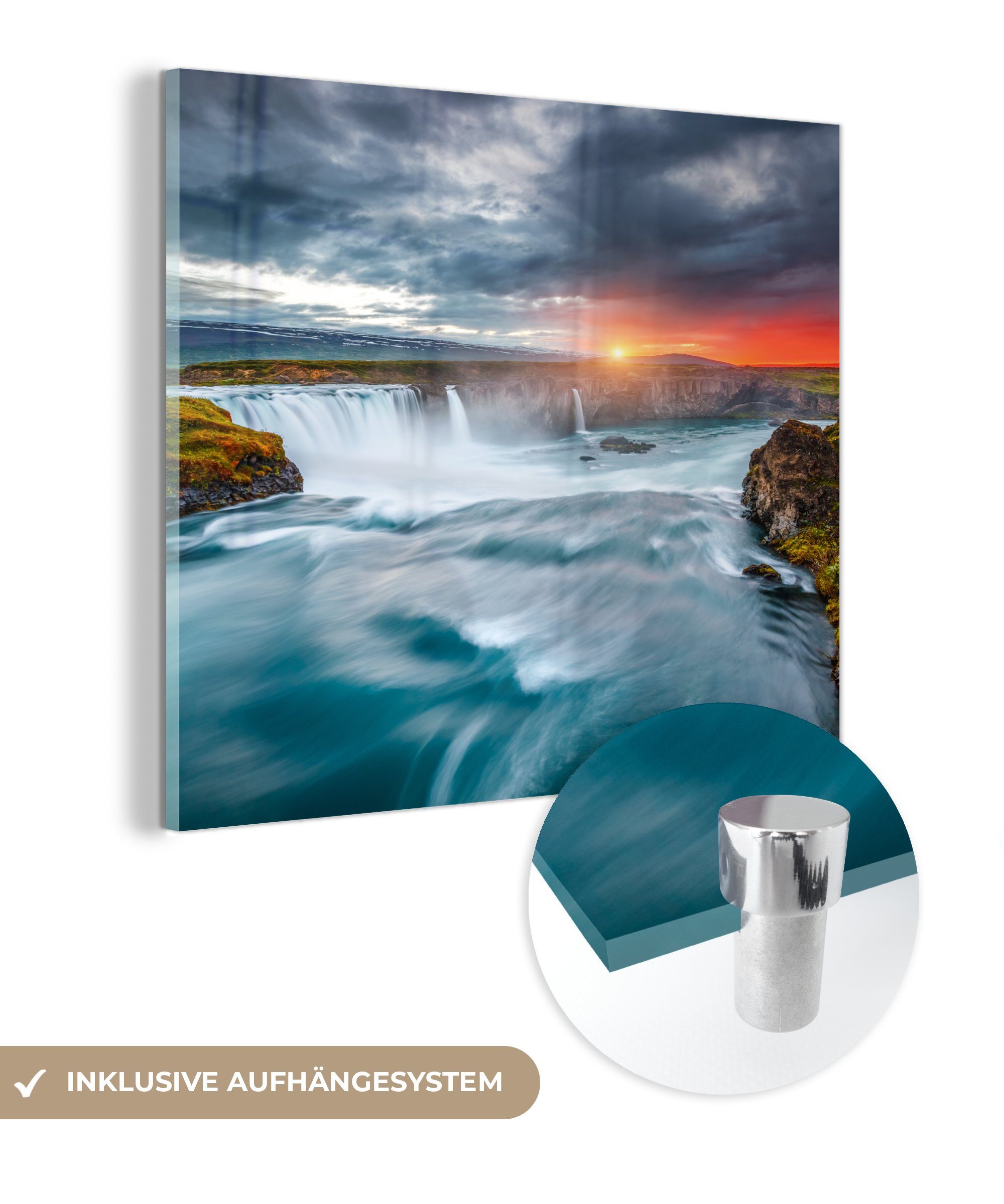MuchoWow Acrylglasbild Wasserfall - Sonnenuntergang - günstig online kaufen