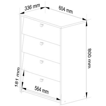 Home Collective Schuhschrank in weiß mit vier Flügeltüren, Elegant, Flur, Schlafzimmer, Schuhregal Schuh Schrank 80x60x33cm (HxBxT), viel stauraum