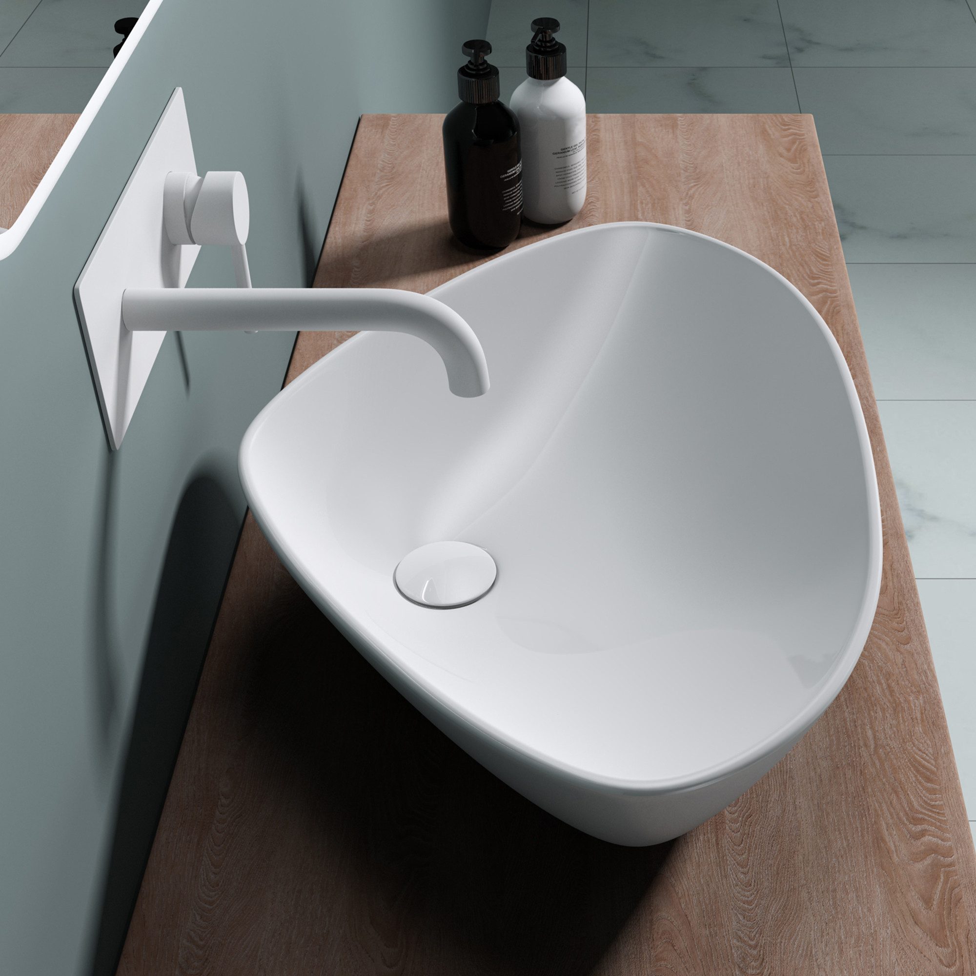 doporro Waschbecken Aufsatzwaschbecken aus Keramik in weiß inkl. Nano-Versiegelung Br215