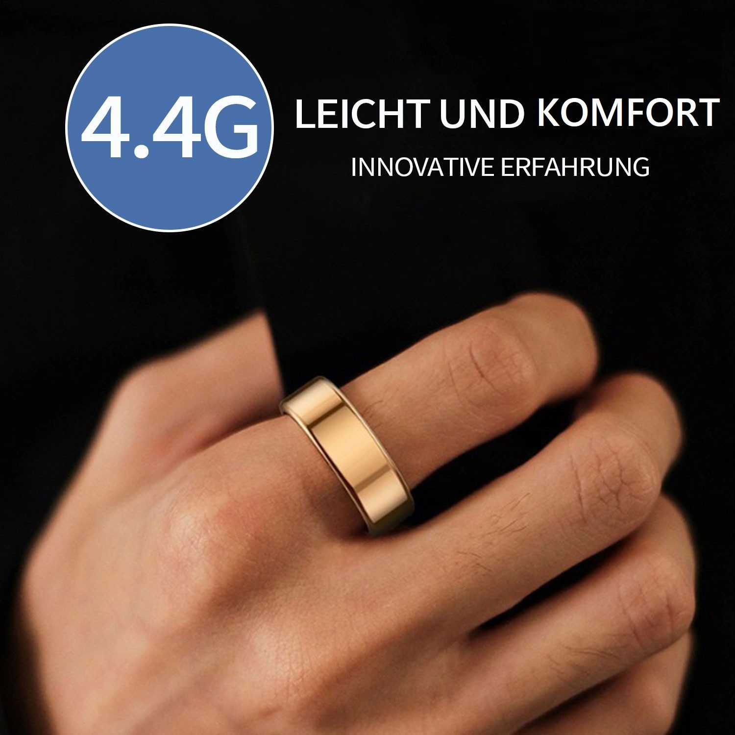 Refttenw Fingerring Smart Ring für Herren und Damen Edelstahl Gesundheits Tracker Ring, Schlaftracker, Fitness- und Wellness-Tracker, für iOS&Android