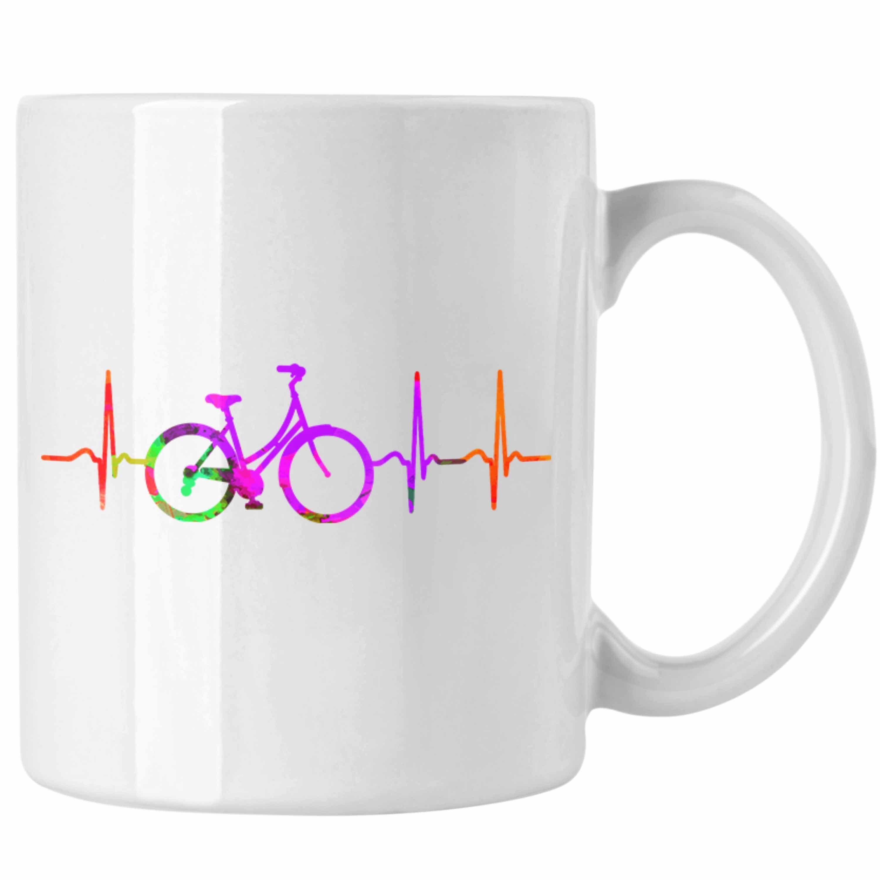 Trendation Tasse Tasse Fahrradfahrer Herzschlag Grafik Geschenk für Radfahrer Weiss