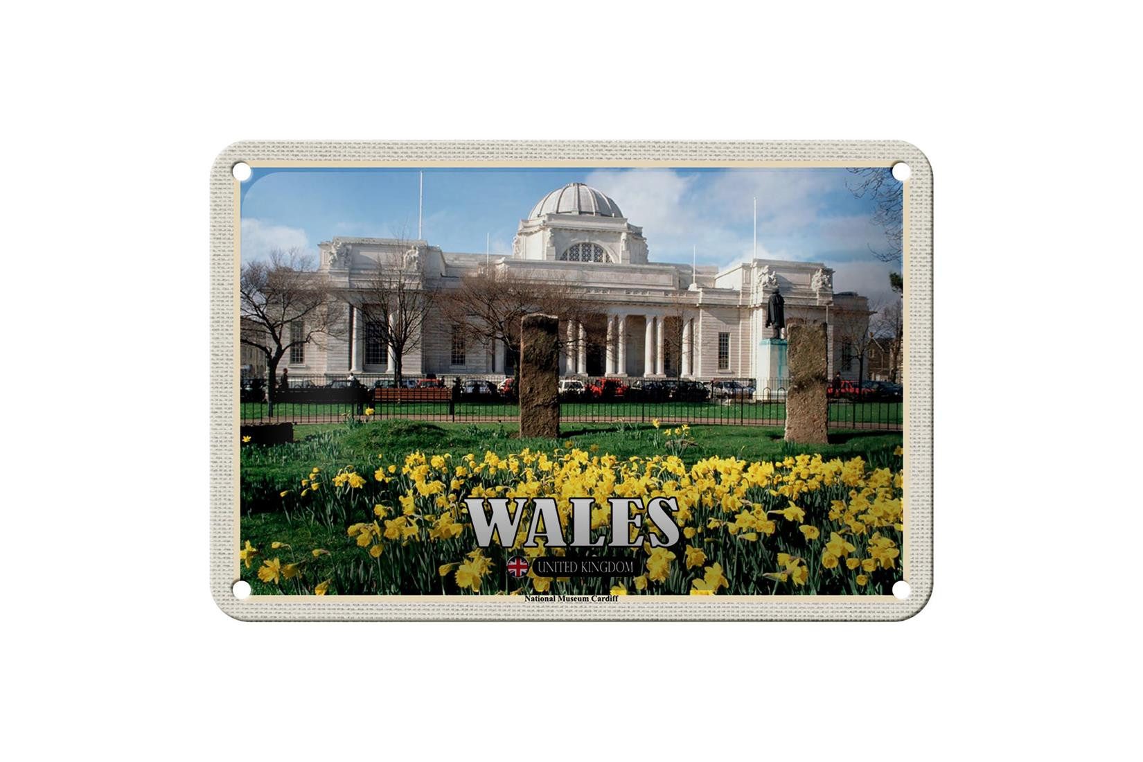 Metallschild Reise 18x12cm Wales United Kingdom Museum Cardiff Deko
