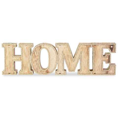 RIFFELMACHER & WEINBERGER Deko-Schriftzug Dekoaufsteller HOME mit LED Beleuchtung und Timer 40 x 11 cm 74454, Gold - Dekoration 3D Holz Buchstaben (1 St)