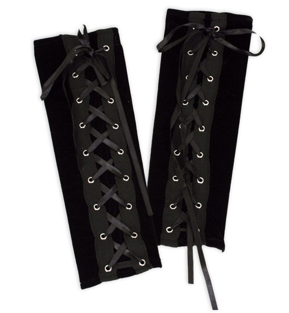 Fries Armstulpen Armstulpen Schwarz Pirat Hexe Halloween Karneval Fasching Cosplay Mit Schnürung